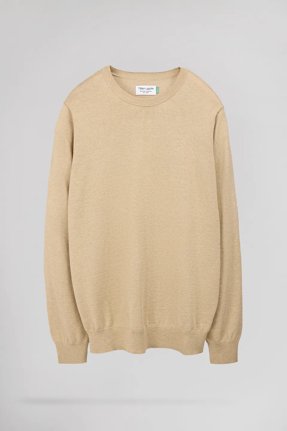 Teddy Smith P-Martino Beige Chiné pull col rond ajusté