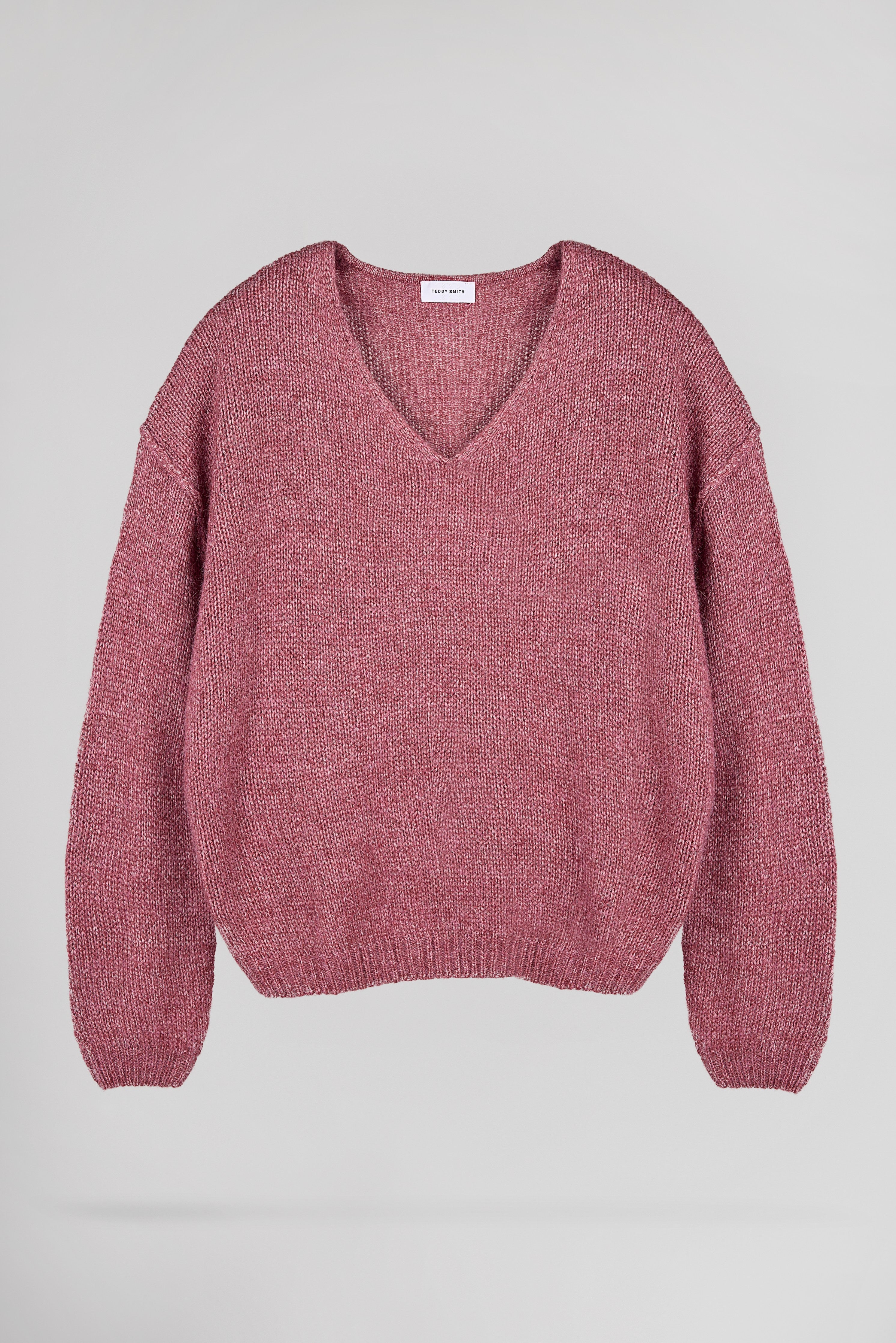 Teddy Smith P-Maggie pull col V framboise foncé