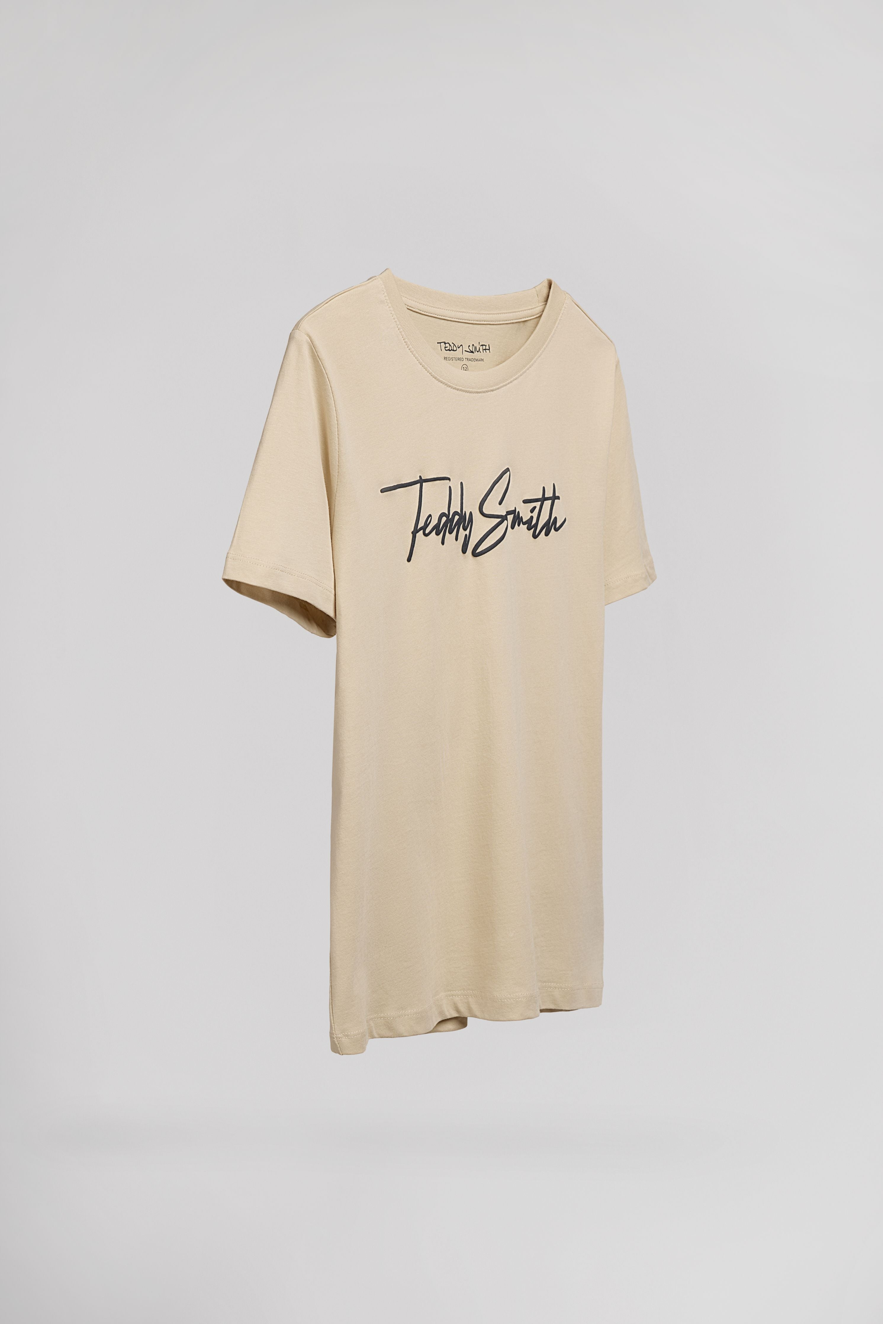 Teddy Smith T-Evan MC JR t-shirt garçon Beige Clair coton