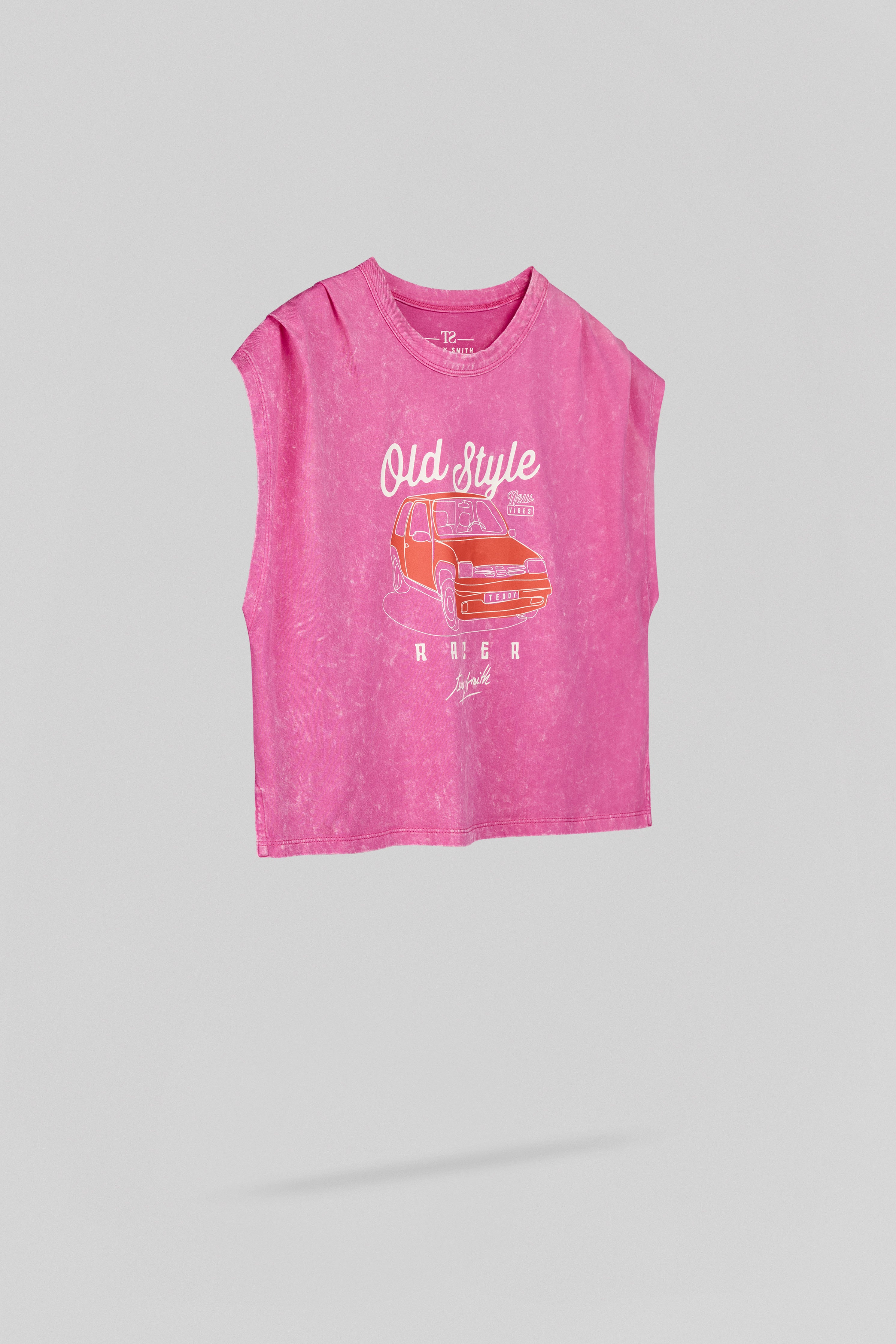 Teddy Smith T-Tany MC JR débardeur fushia coton vintage