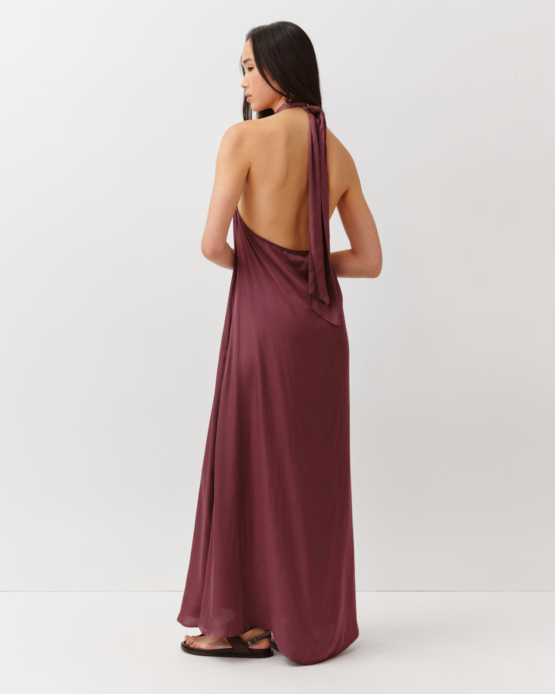 DIEGA Ranza robe longue prune col noué