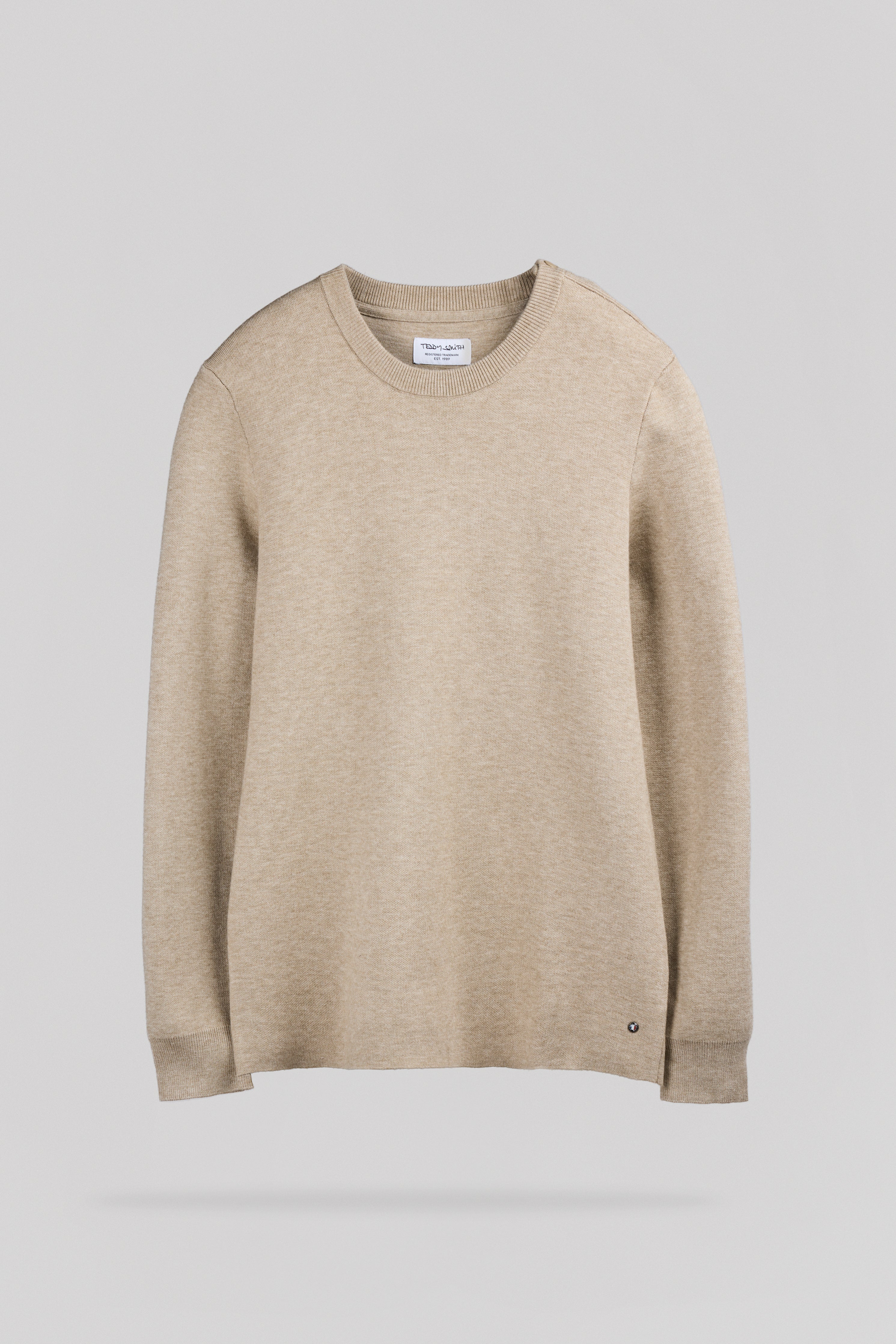 Teddy Smith P-Drystan Beige Chiné pull col rond droit