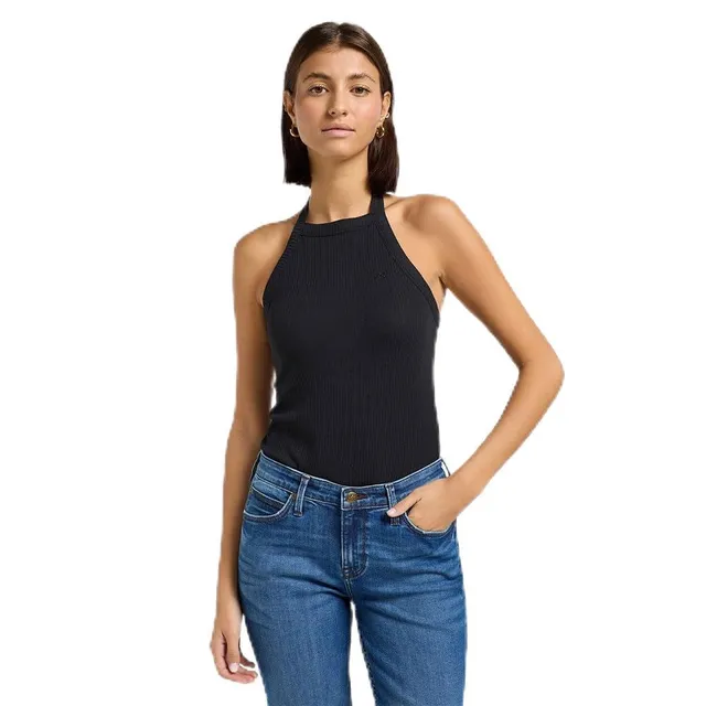 Lee Open Back Halter Top débardeur femme écru dos-nu