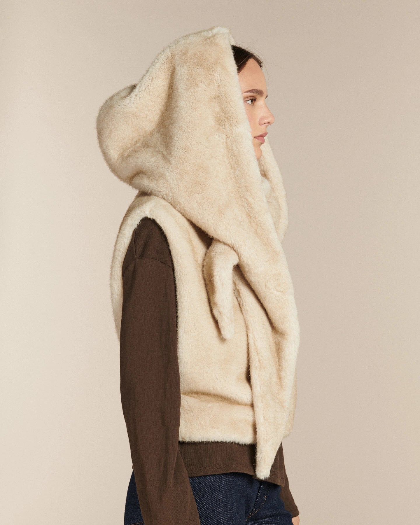 Labdip Adele Mink Cortina écharpe à capuche fausse fourrure