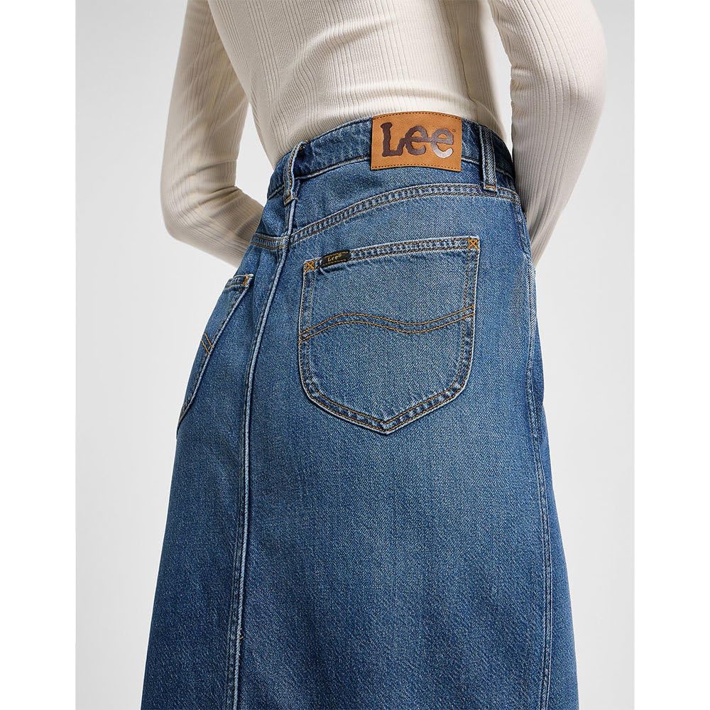 Lee Side Slit Maxi Skirt jupe 28W Weekend Chill denim