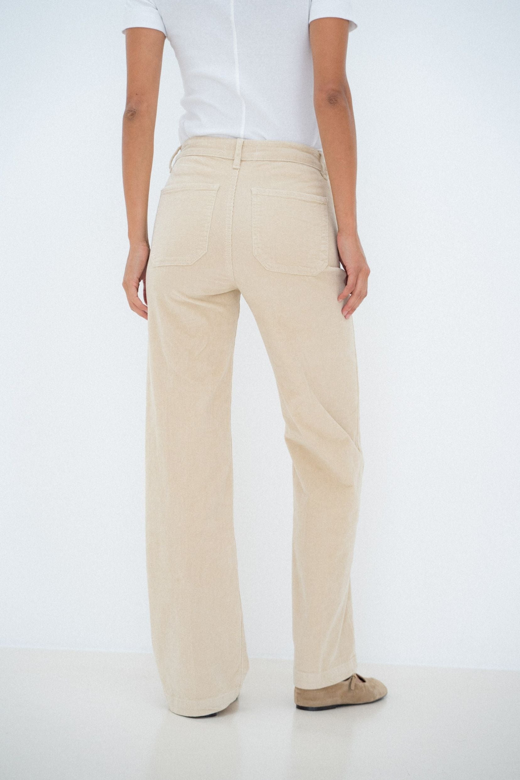 Maison Onado Valentin pantalon velours écru taille haute