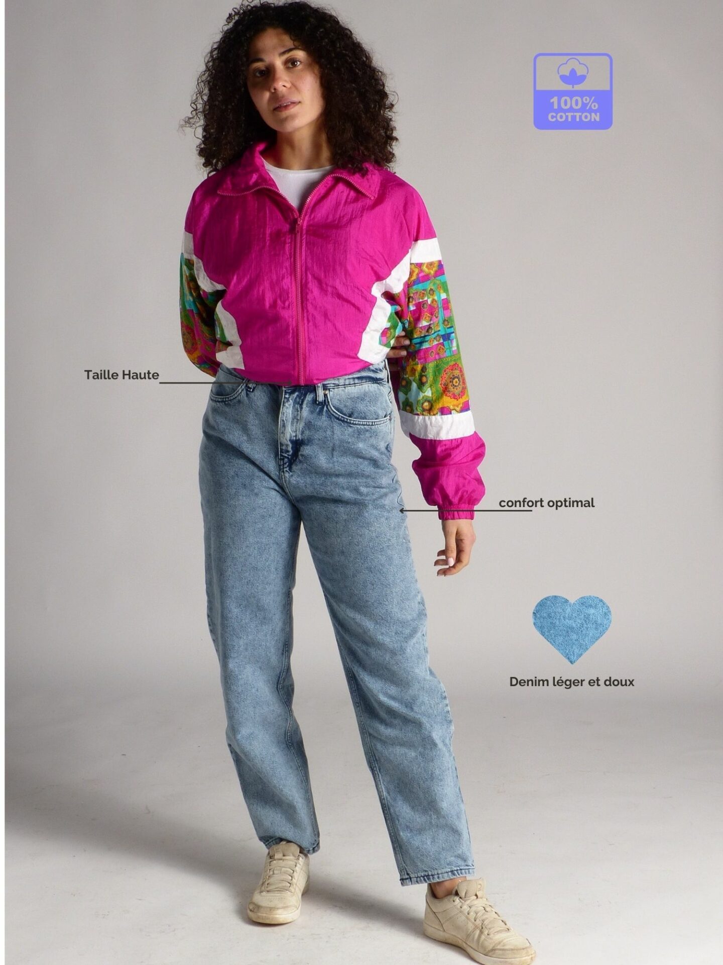 AA Spontané Rétro Mom 80's jean bleu taille haute