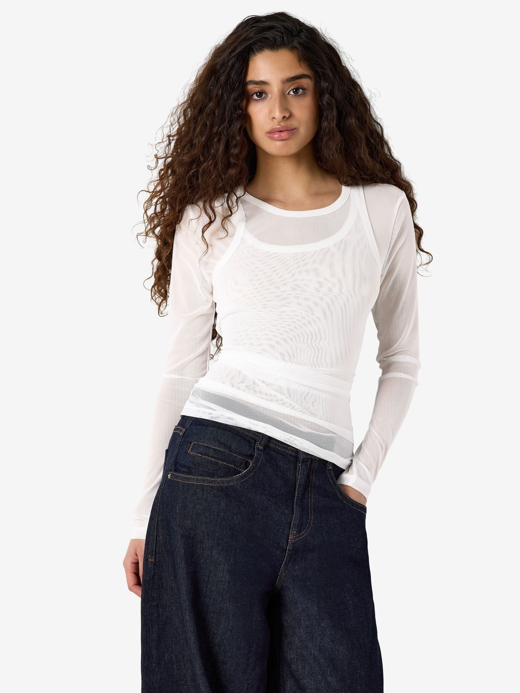 Noisy May Judith Mesh top manches longues col rond