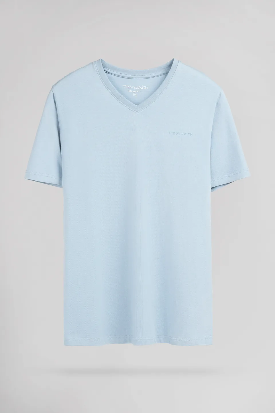 Teddy Smith Tawax 2 MC t-shirt col V bleu pastel homme