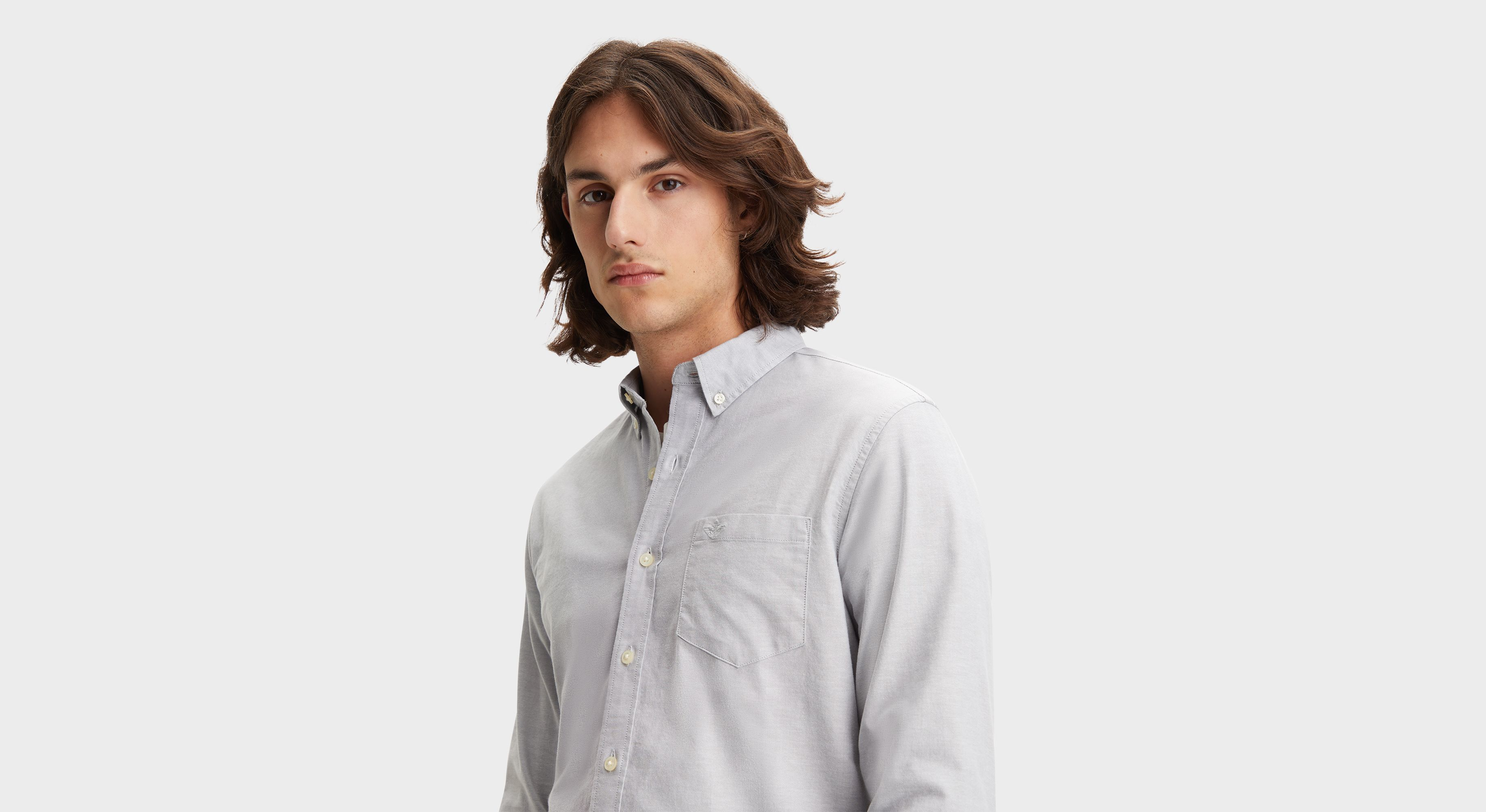 Dockers Oxford 2 Button Collar chemise homme slim gris