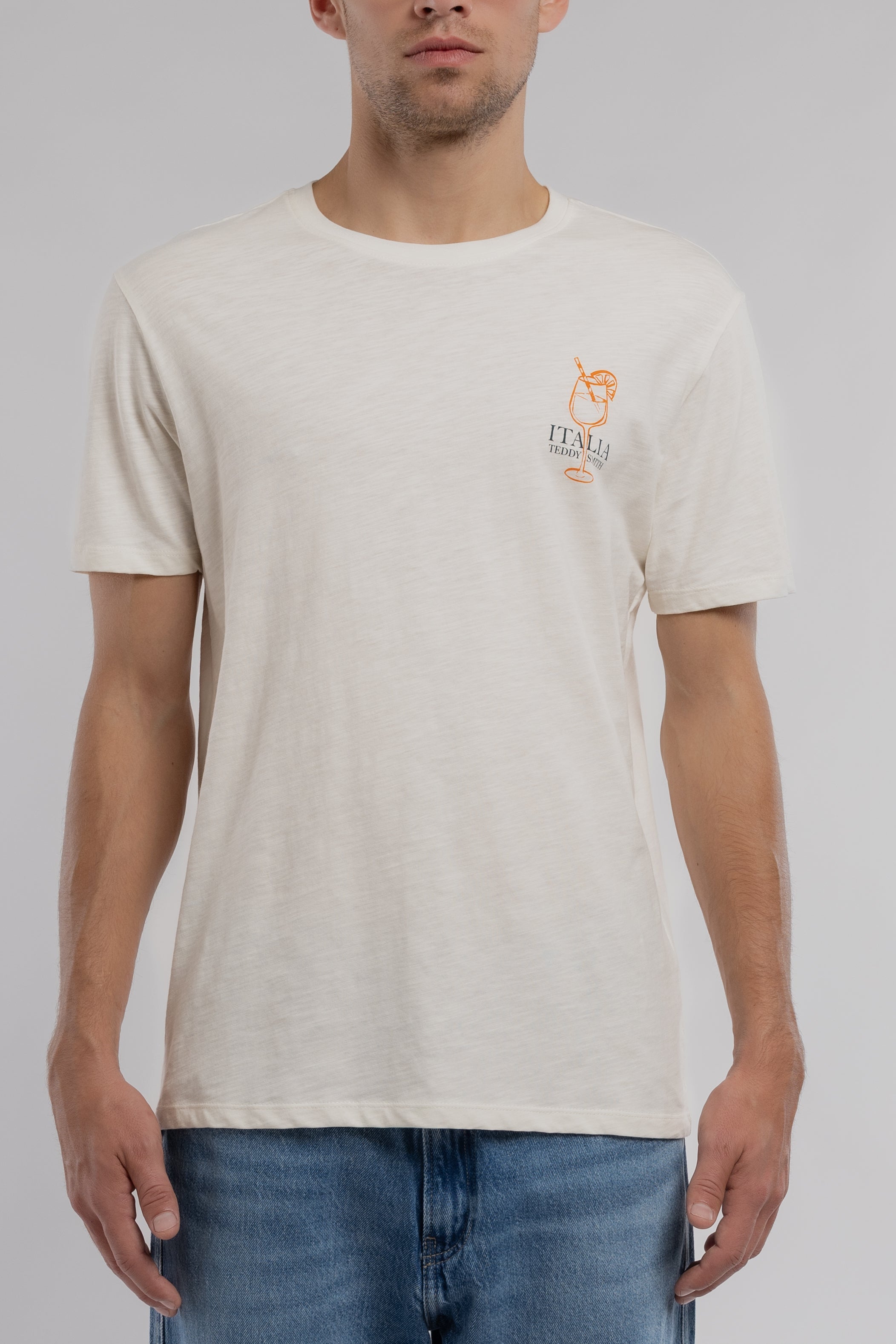 Teddy Smith T-Italio MC Middle t-shirt blanc coton