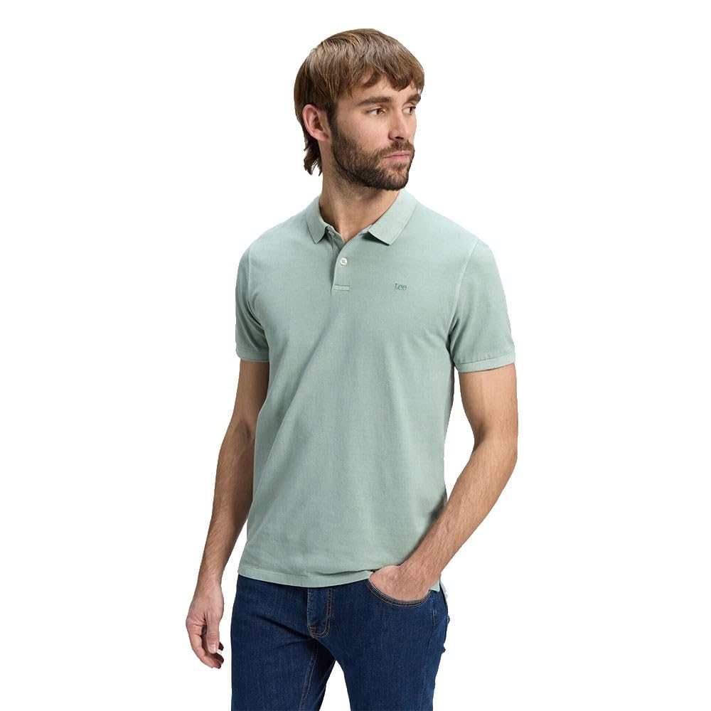 Lee Garment Dye Polo homme Gris Béton coton