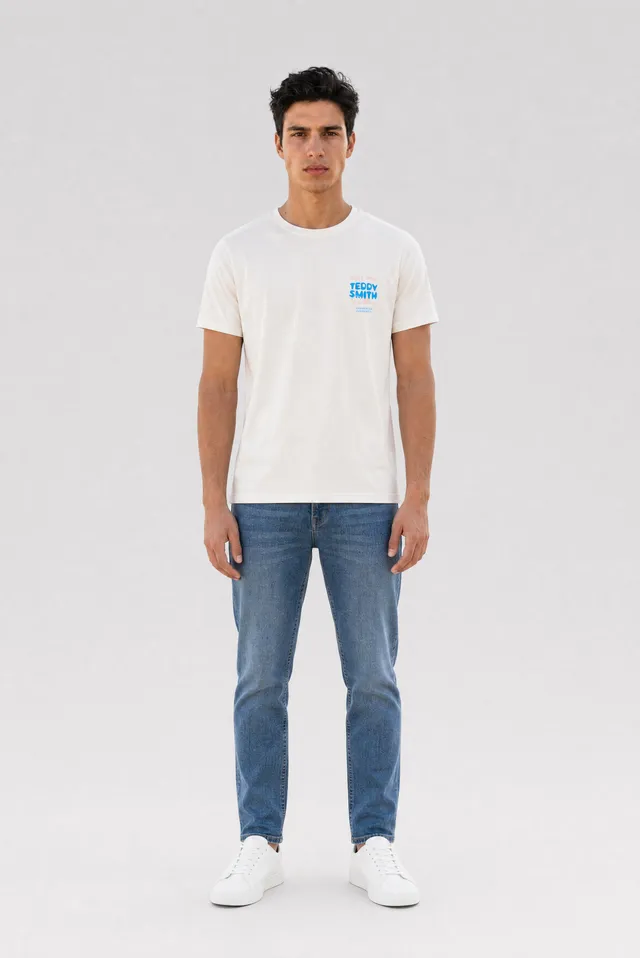 Teddy Smith T-Pickles MC t-shirt blanc cassé imprimé
