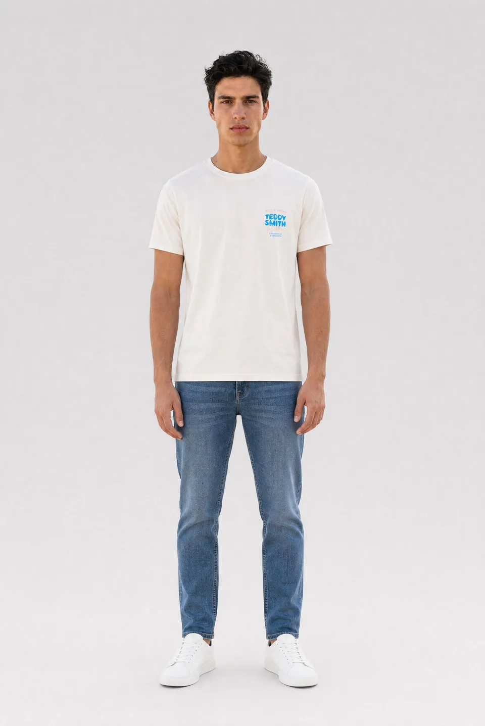 Teddy Smith T-Pickles MC t-shirt blanc cassé imprimé