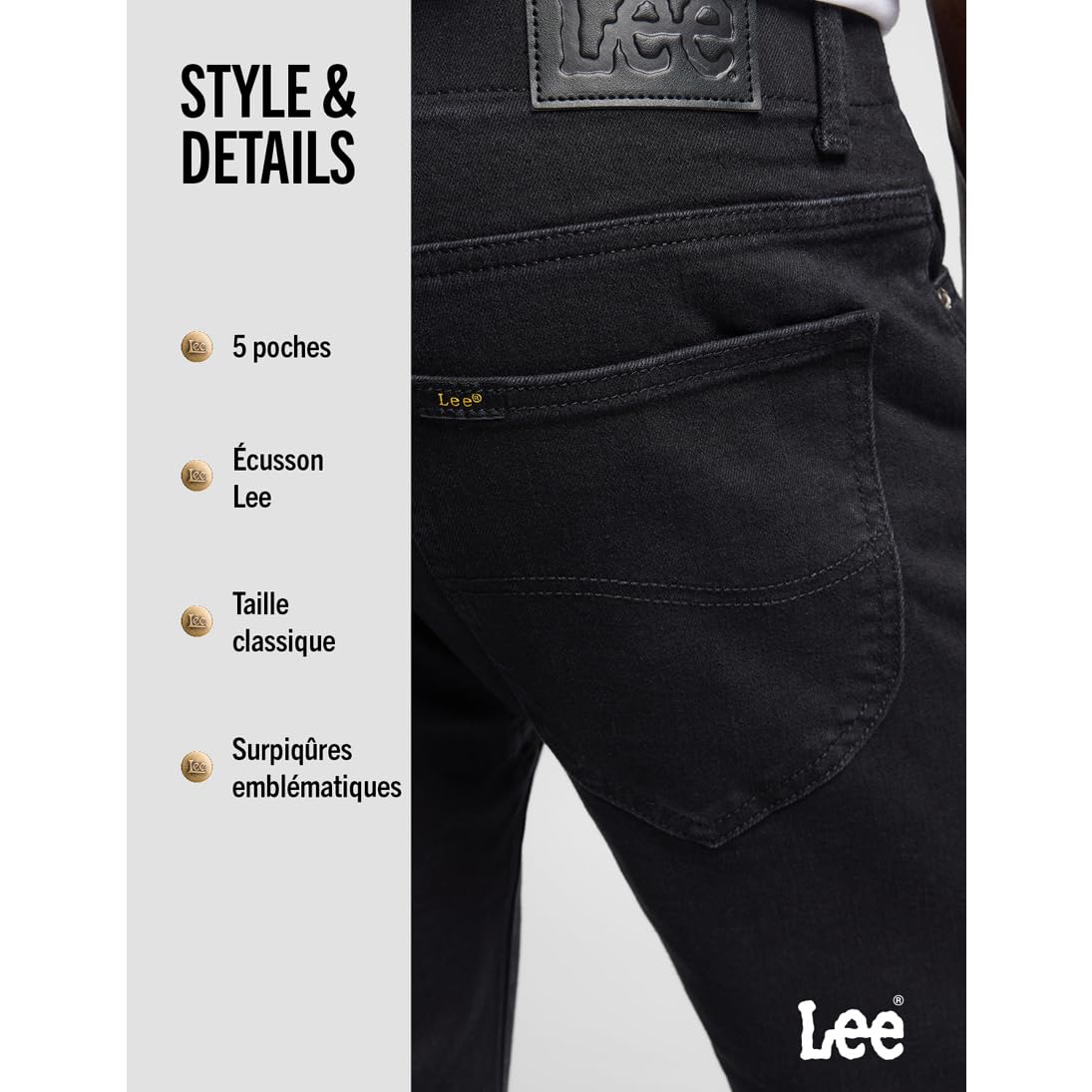 Lee Extreme Motion jean slim homme noir stretch