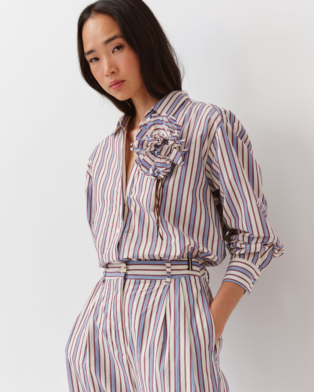 DIEGA CENTIA chemise fluide écru prune ciel