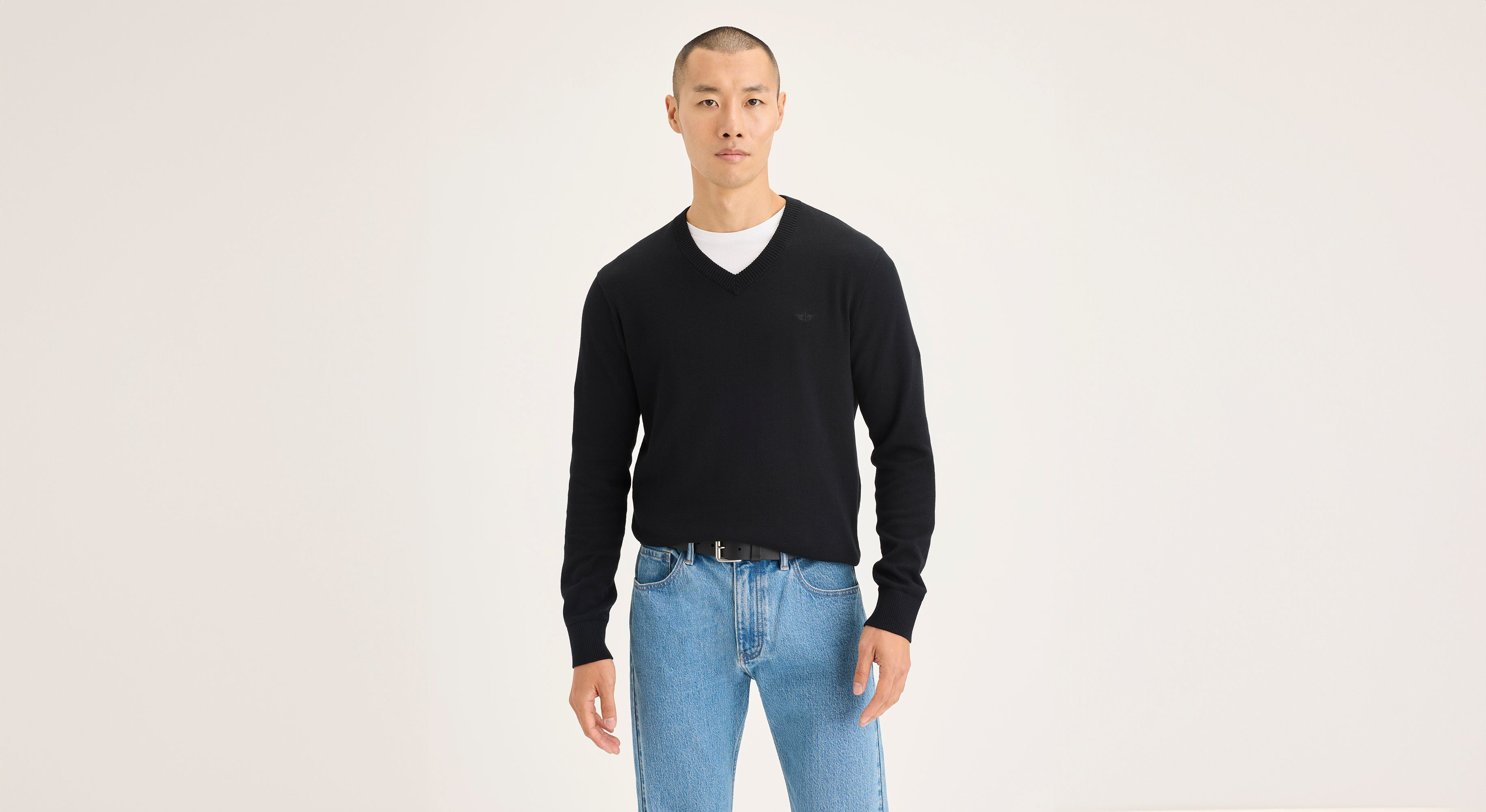 Dockers V Neck pull noir col V coupe droite