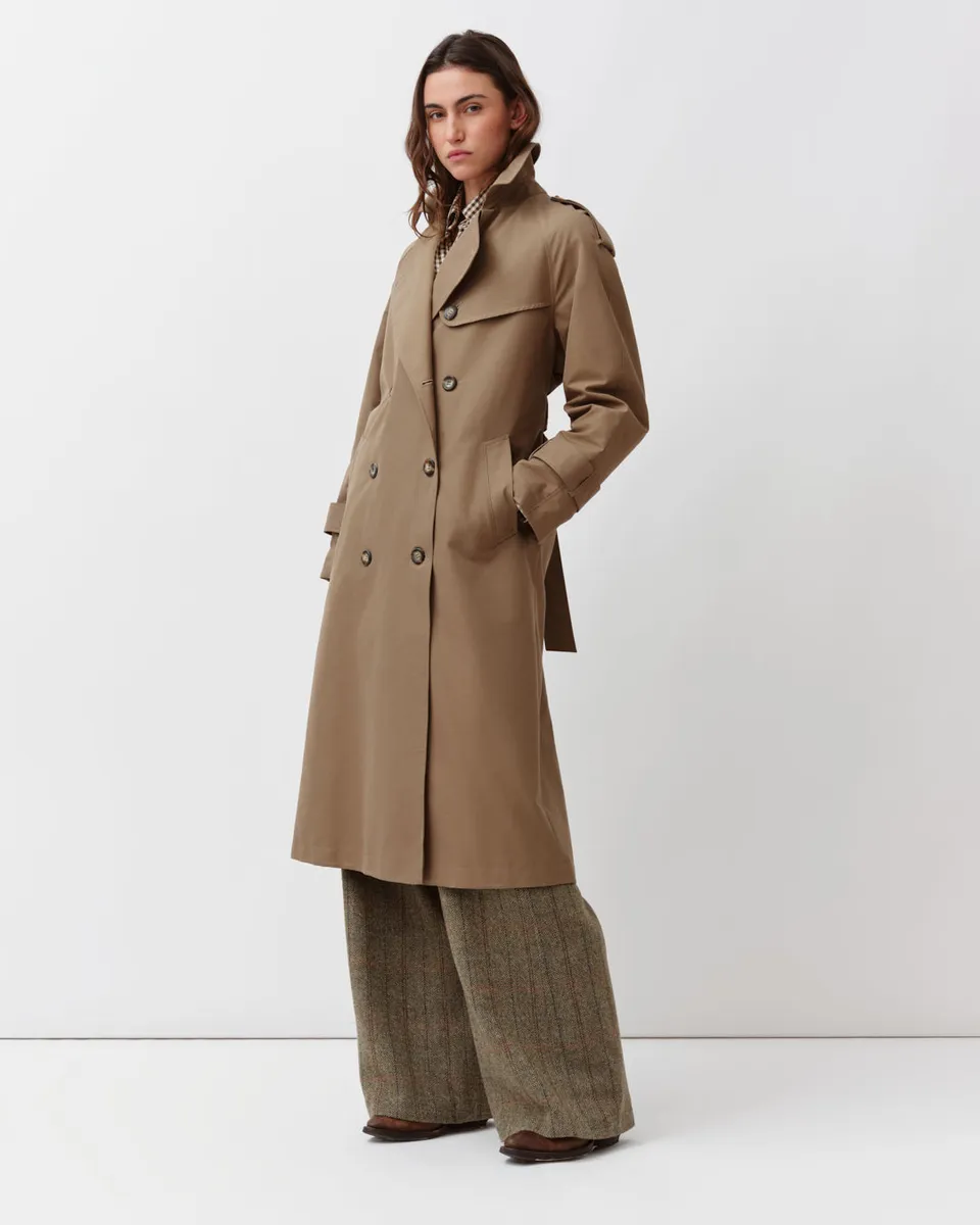 DIEGA MARIGO manteau kaki trench long à ceinture
