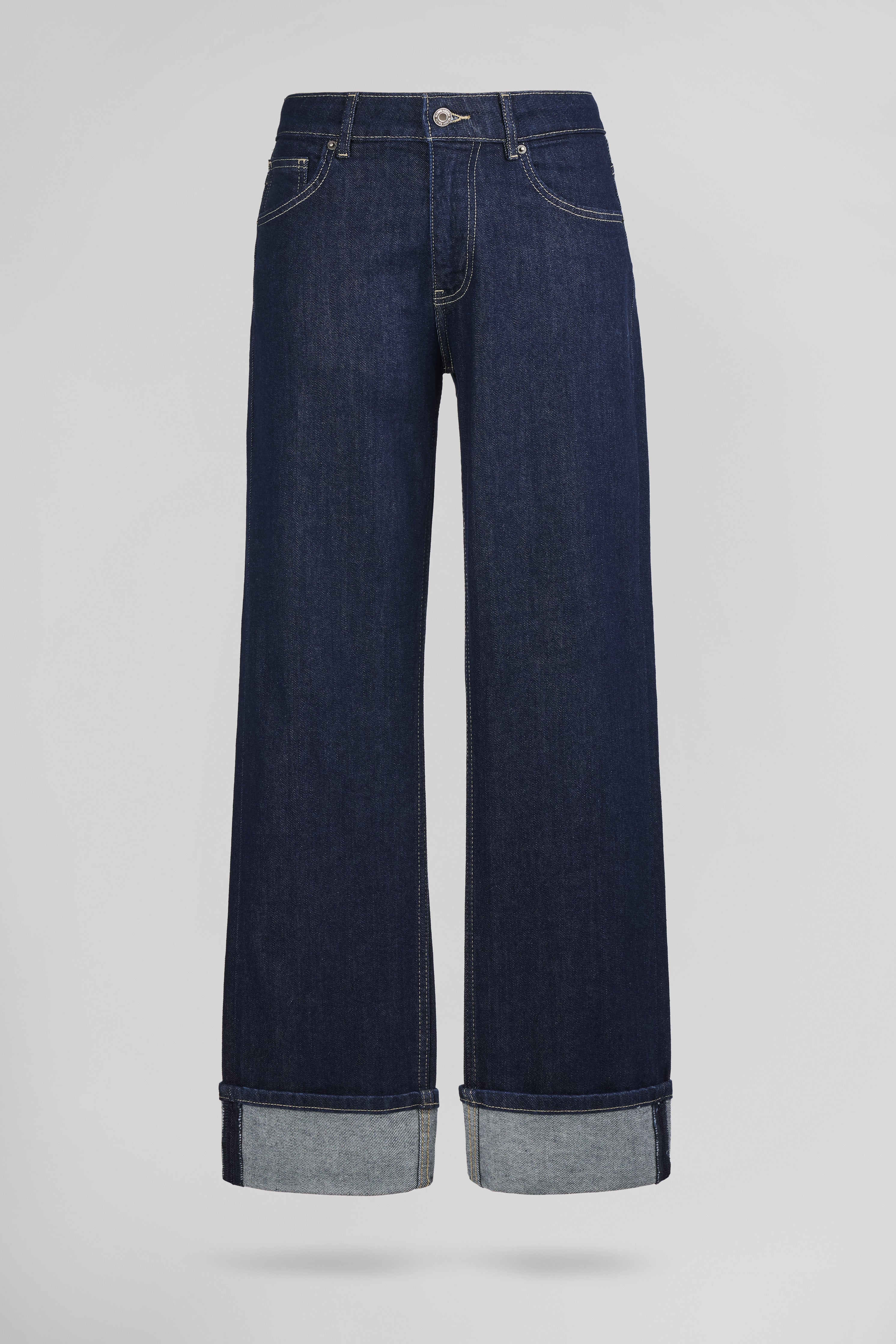 Teddy Smith Boyfriend jean droit bleu foncé revers