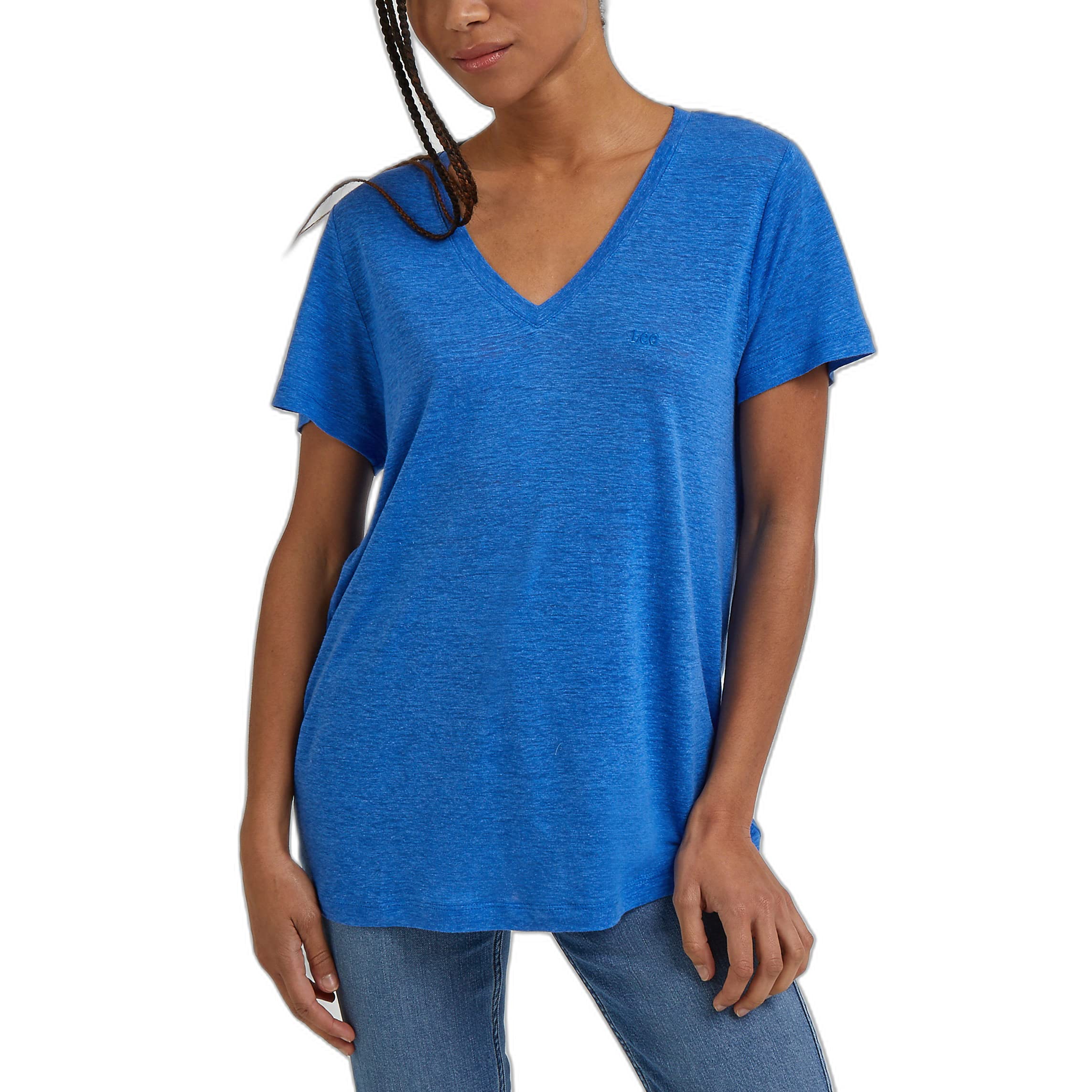 Lee T-shirt Col en V Femme lin lyocell coupe décontractée