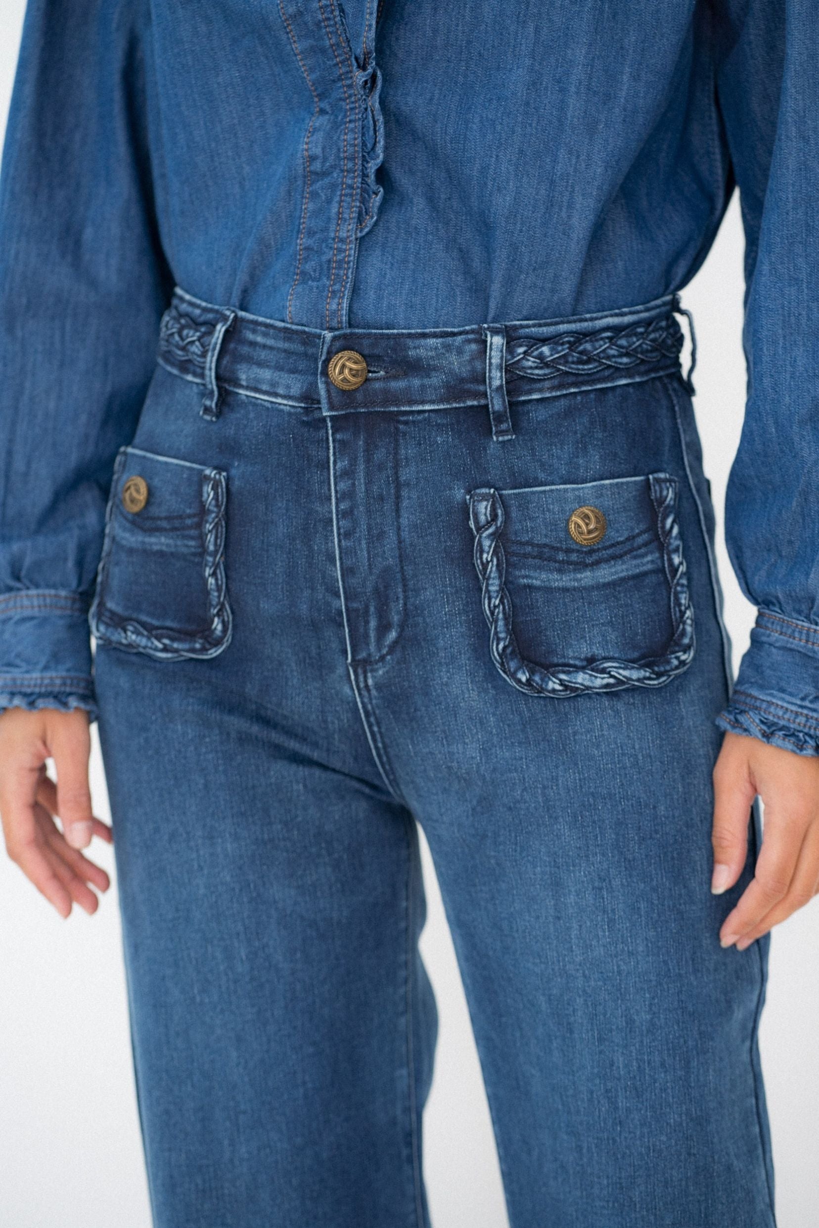 Maison Onado Faustine jean wide bleu délavé taille haute