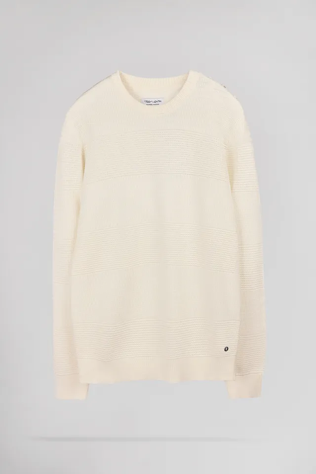 Teddy Smith P-Roni pull blanc cassé col rond coton