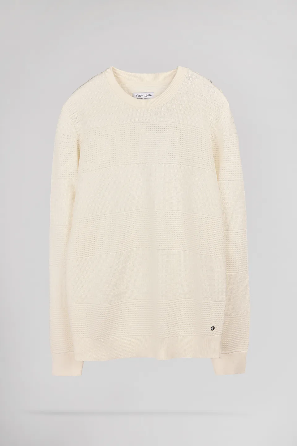 Teddy Smith P-Roni pull blanc cassé col rond coton