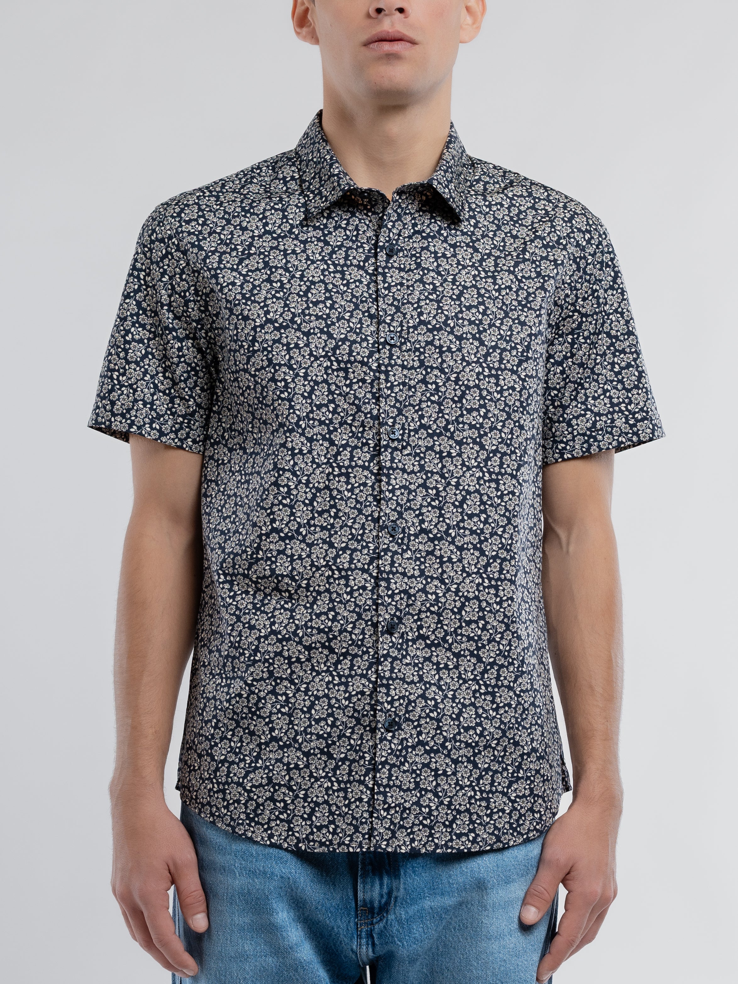 Teddy Smith Cut 2 MC chemise homme bleu slim manches courtes