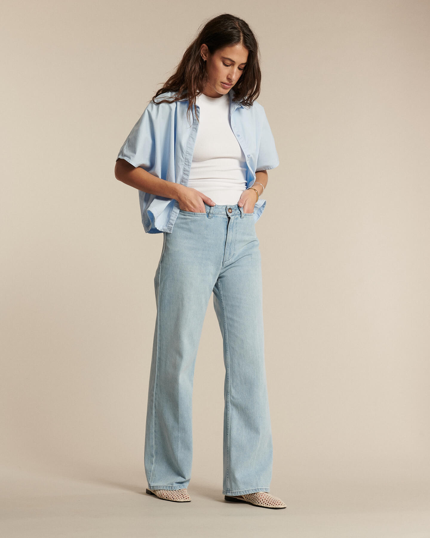 Labdip Swann IN 00 jean large taille haute bleu clair