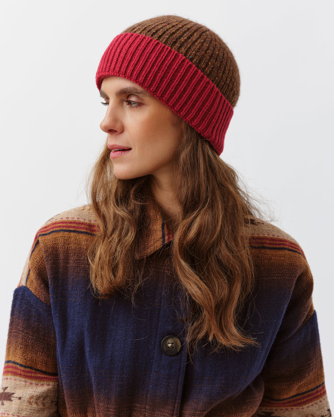DIEGA BONJO bonnet maille camel rouge TU
