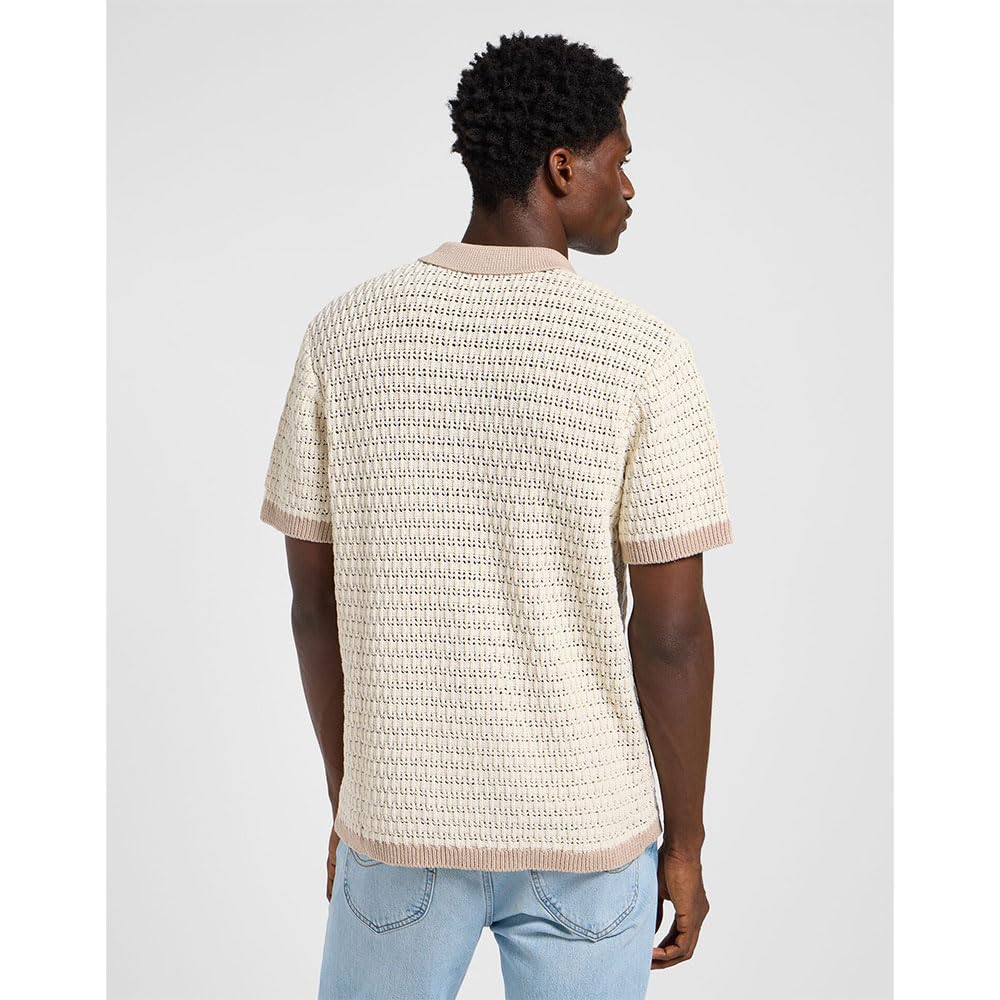 Lee SS Button Up Sweater Polo polo homme soy bean taille L