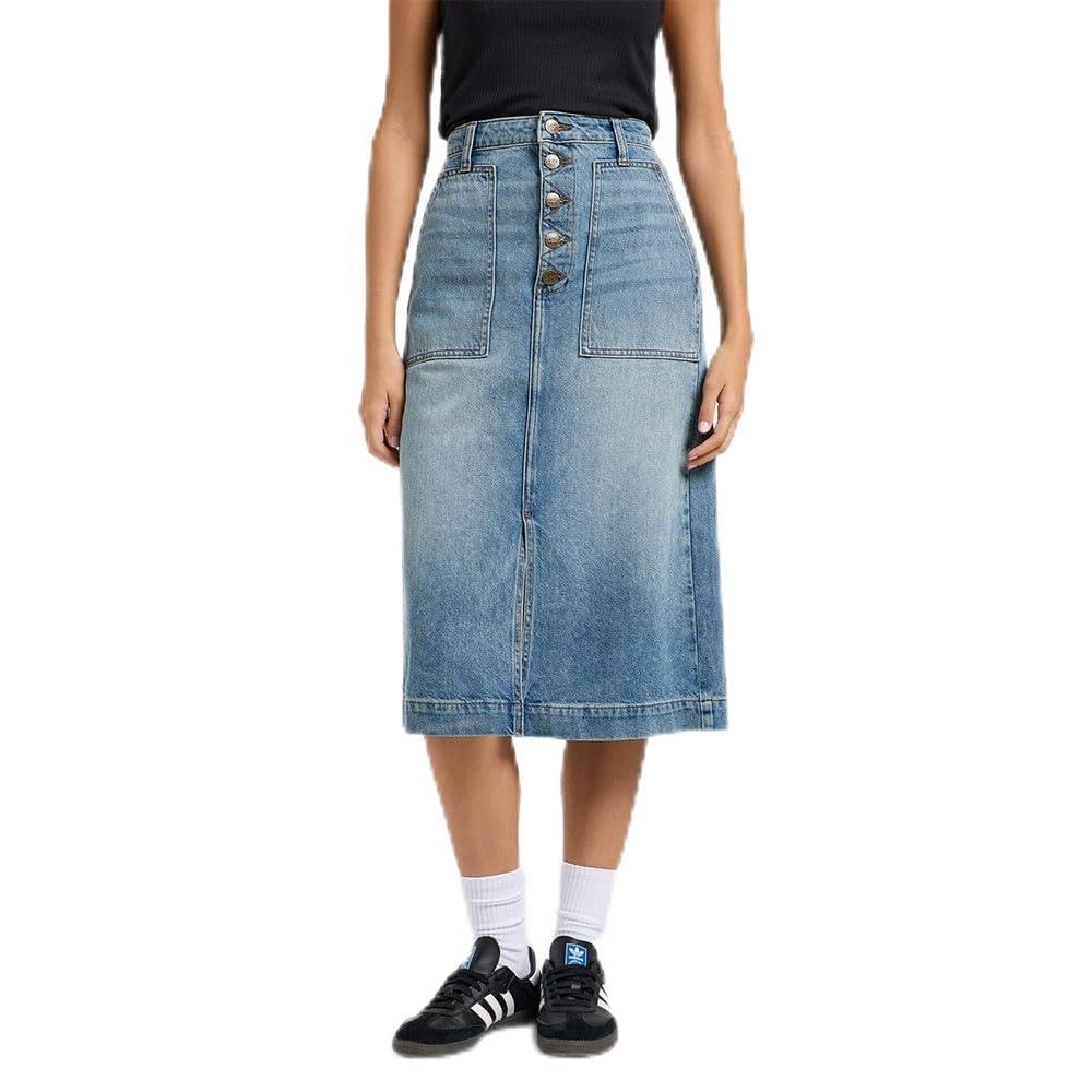 Lee Patch Pocket Midi Skirt jupe 32W bleu moyen