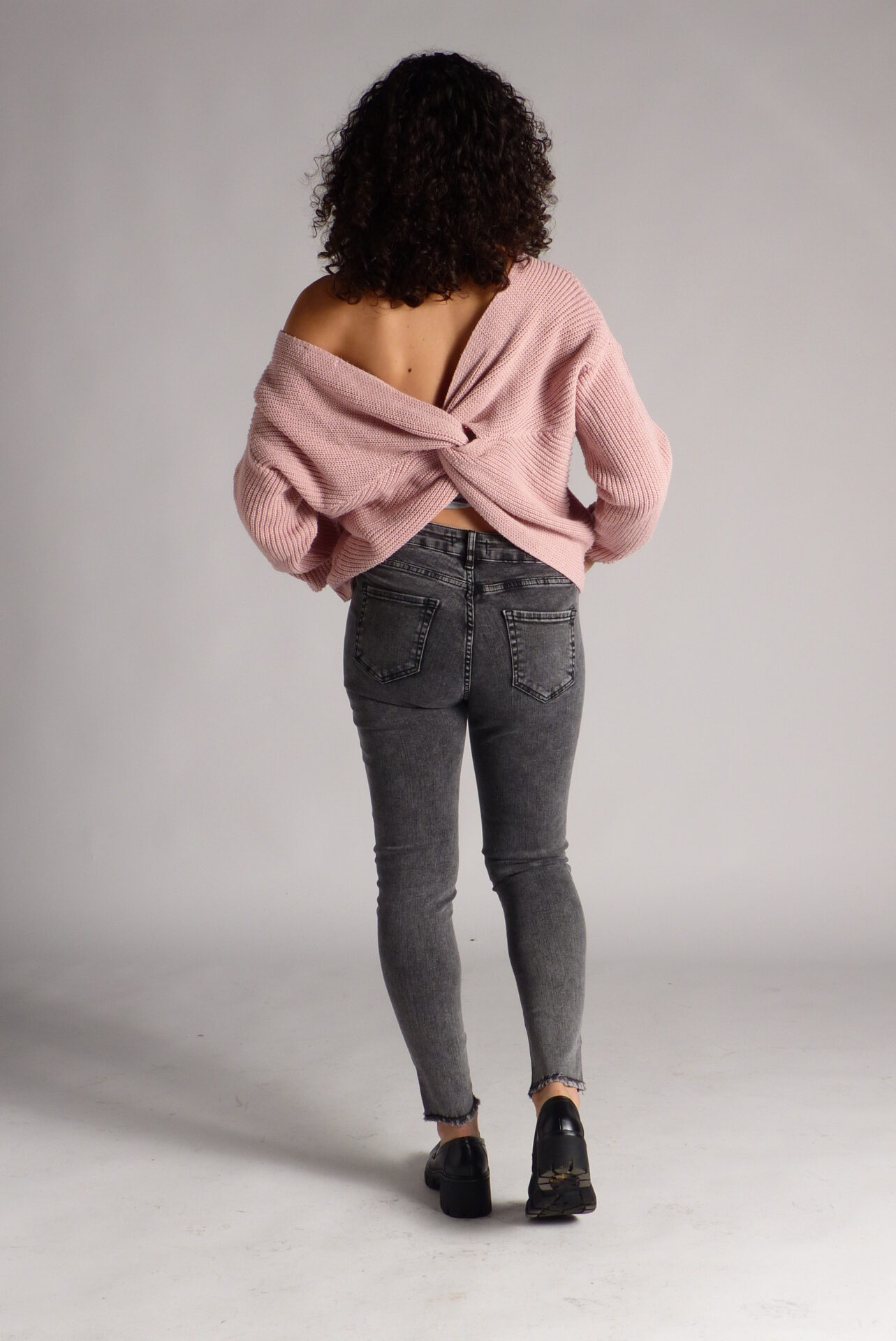 AA Spontané Skinny jean gris effiloché mi-haute