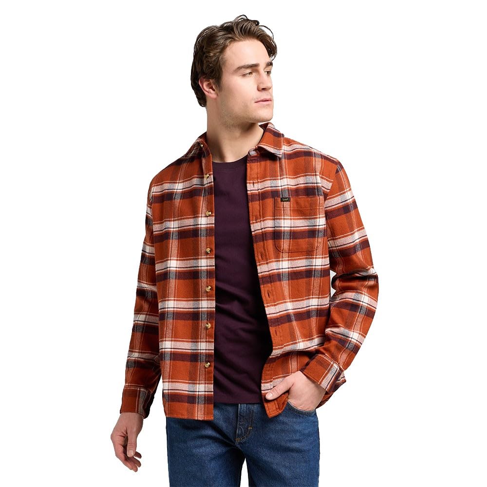 Lee Mercantile Shirt chemise homme M carreaux rouille coton