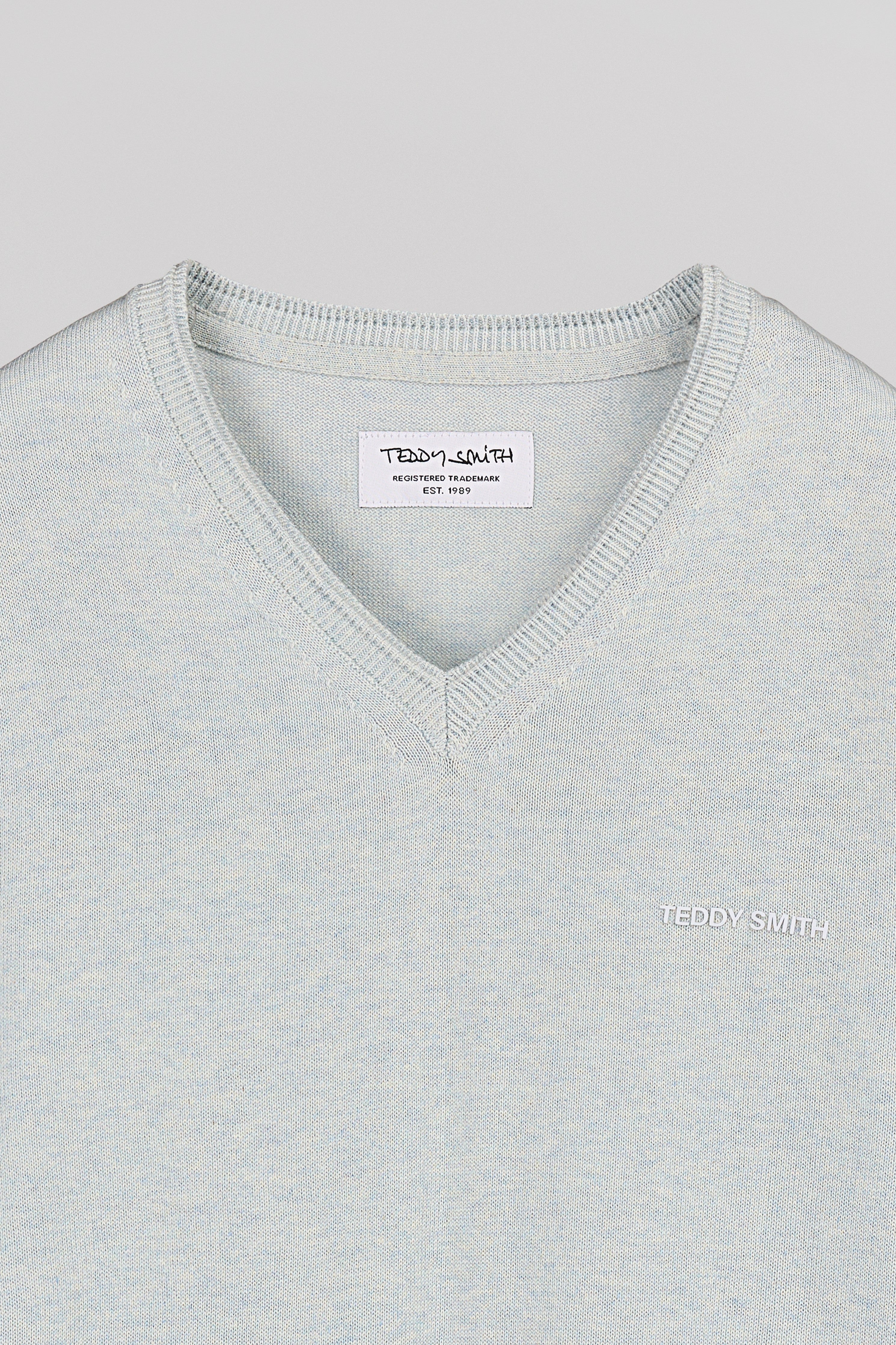 Teddy Smith Pulser 4 Pastel Blue Twisted pull col V coton