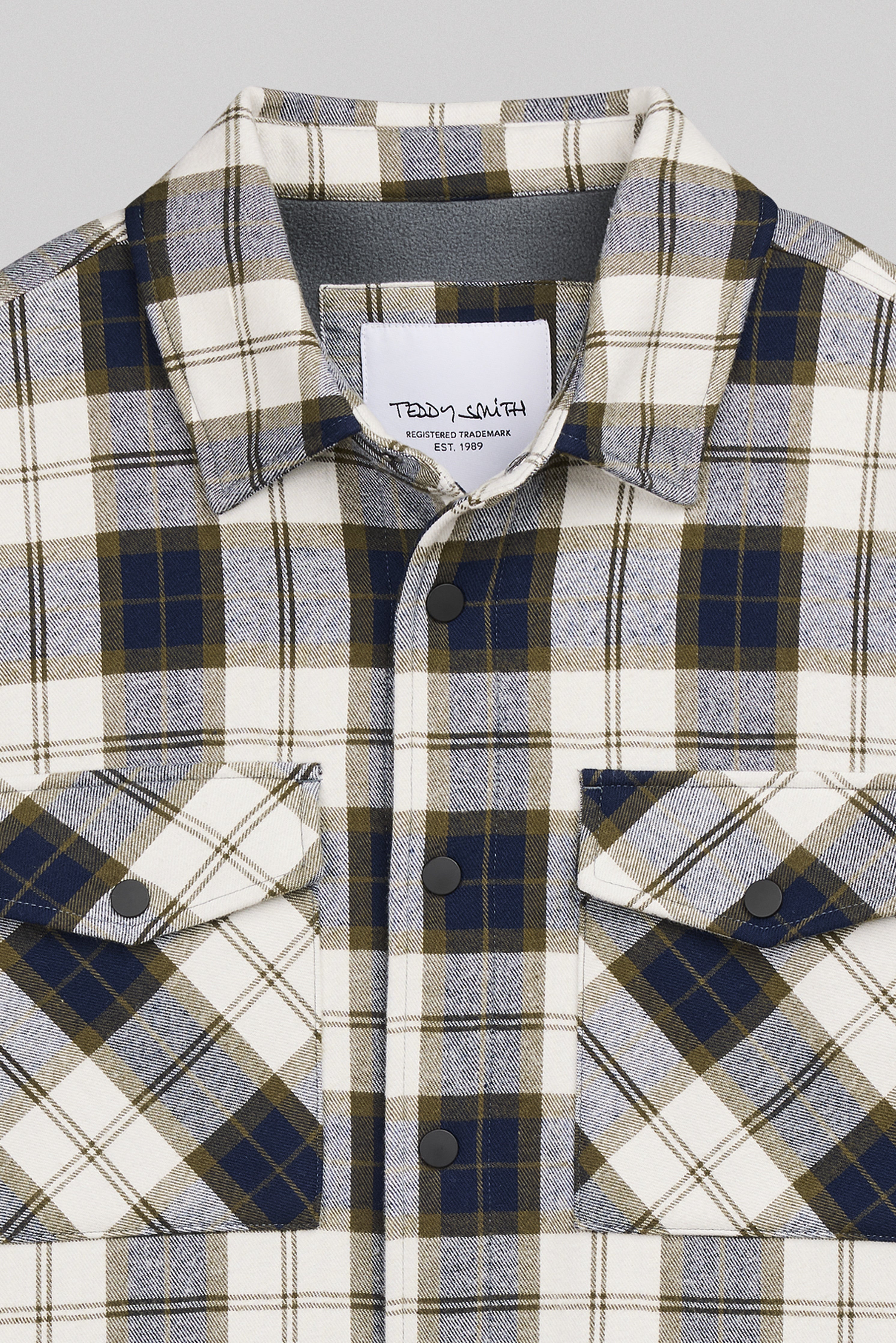 TEDDY SMITH B-JOHAN surchemise homme dark navy carreaux polaire