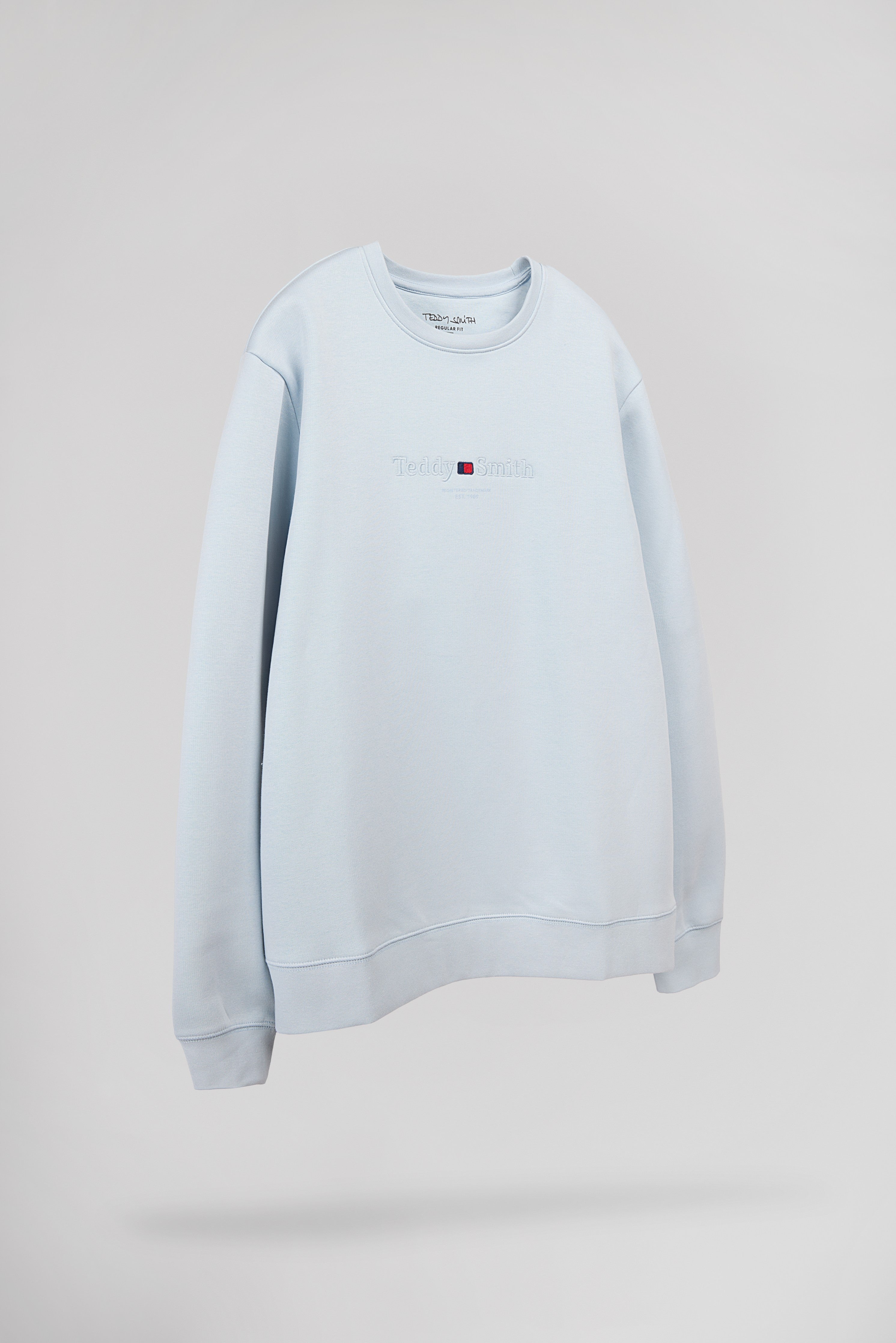 Teddy Smith S-Jim sweat col rond bleu pastel homme