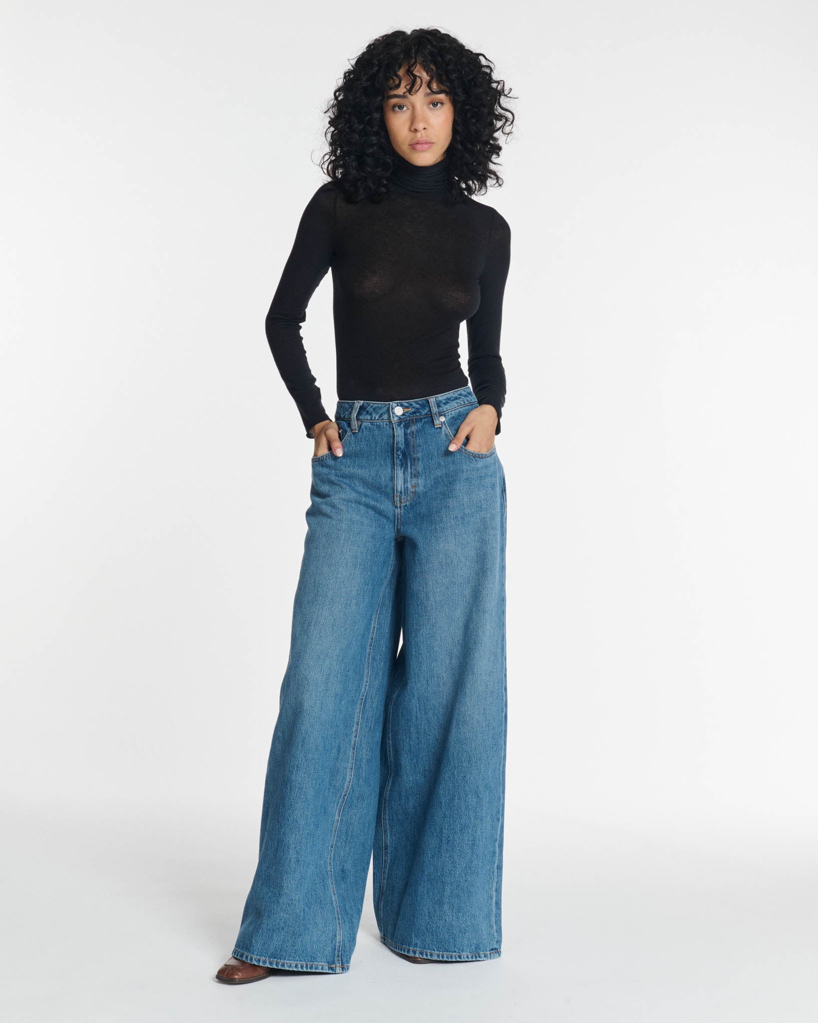 Labdip York Denim IN 30 Mid Blue jean wide leg coton
