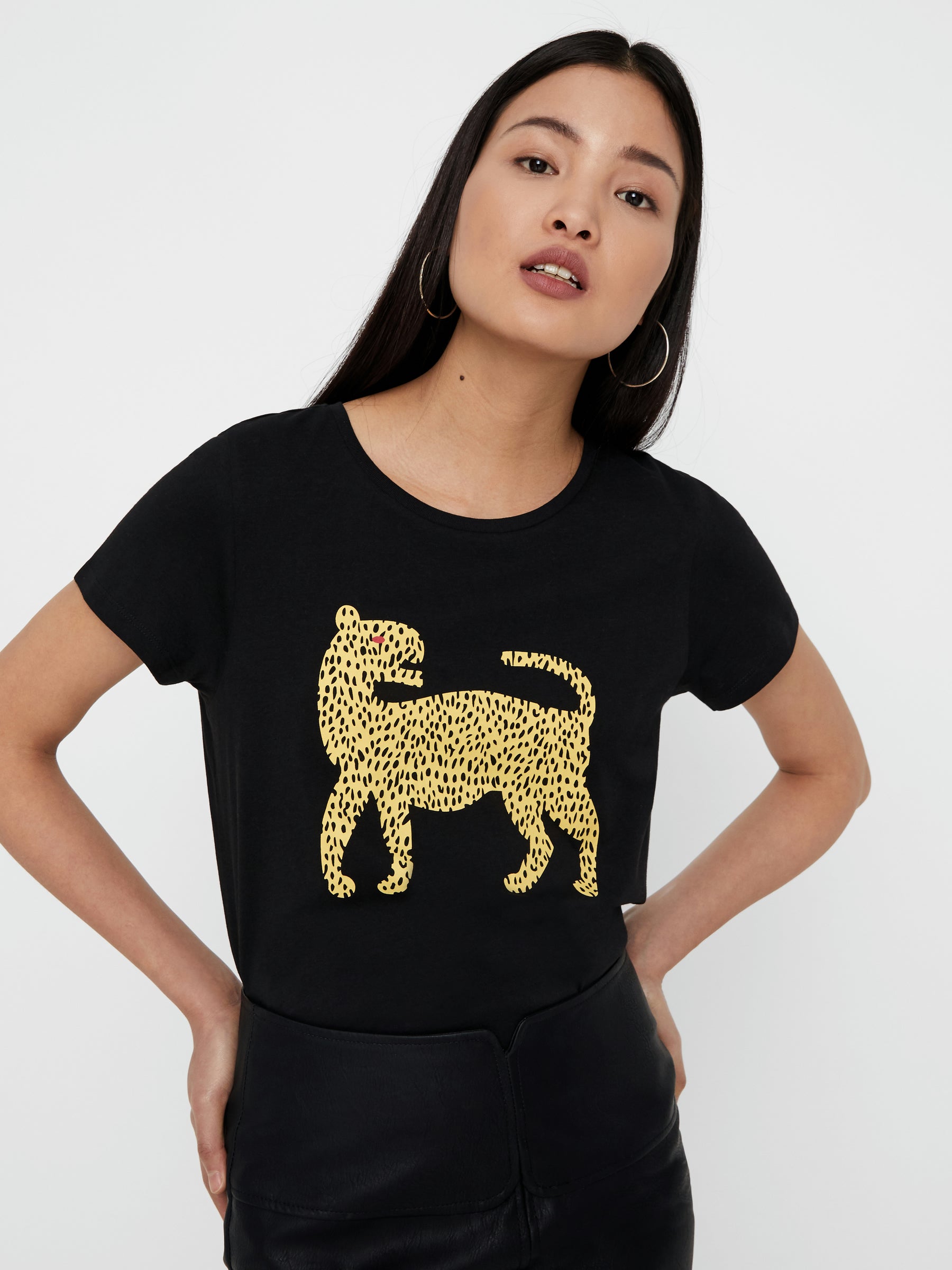 Noisy May t-shirt manches courtes col rond tigre