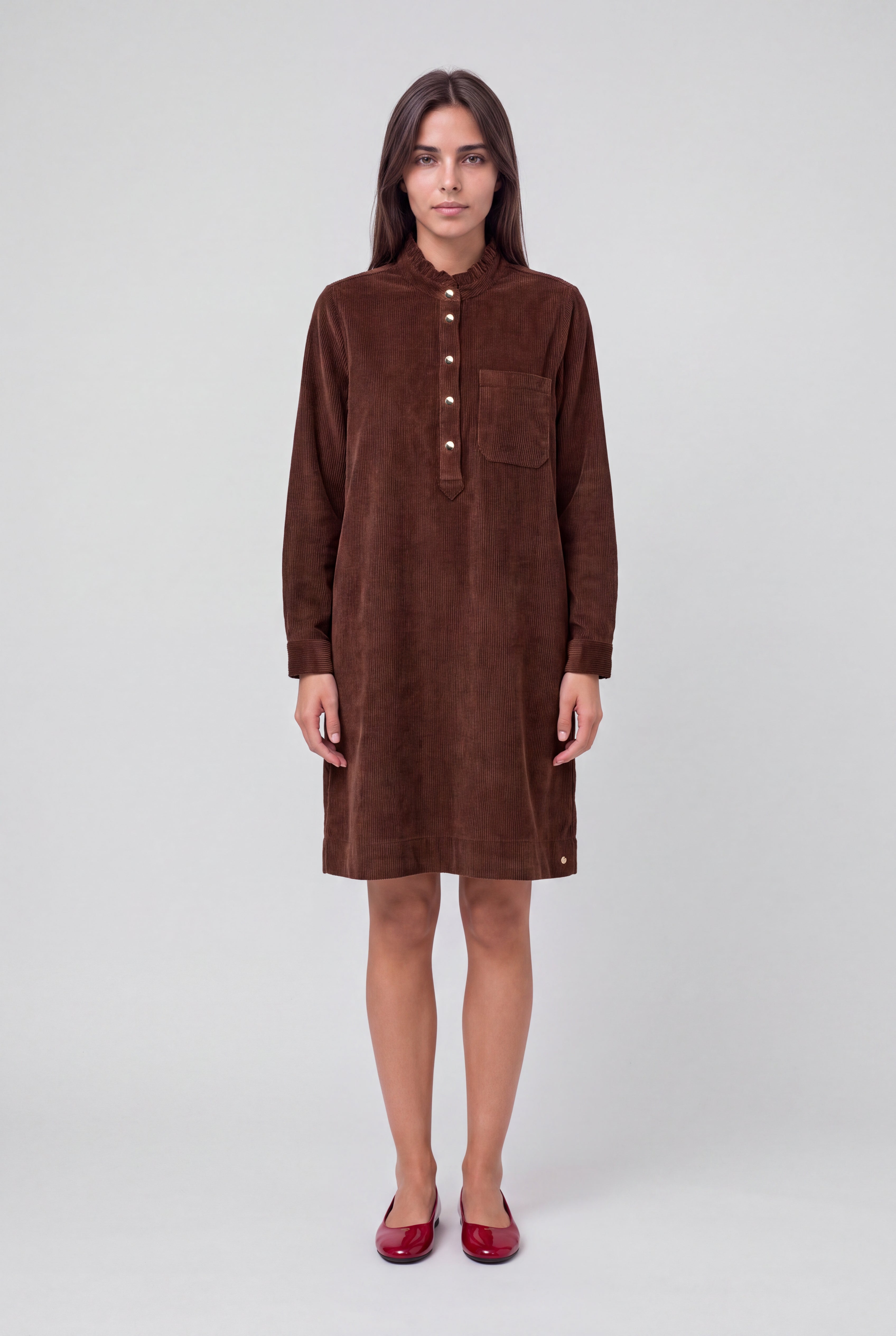 Teddy Smith R-Vicka ML robe velours chocolat femme