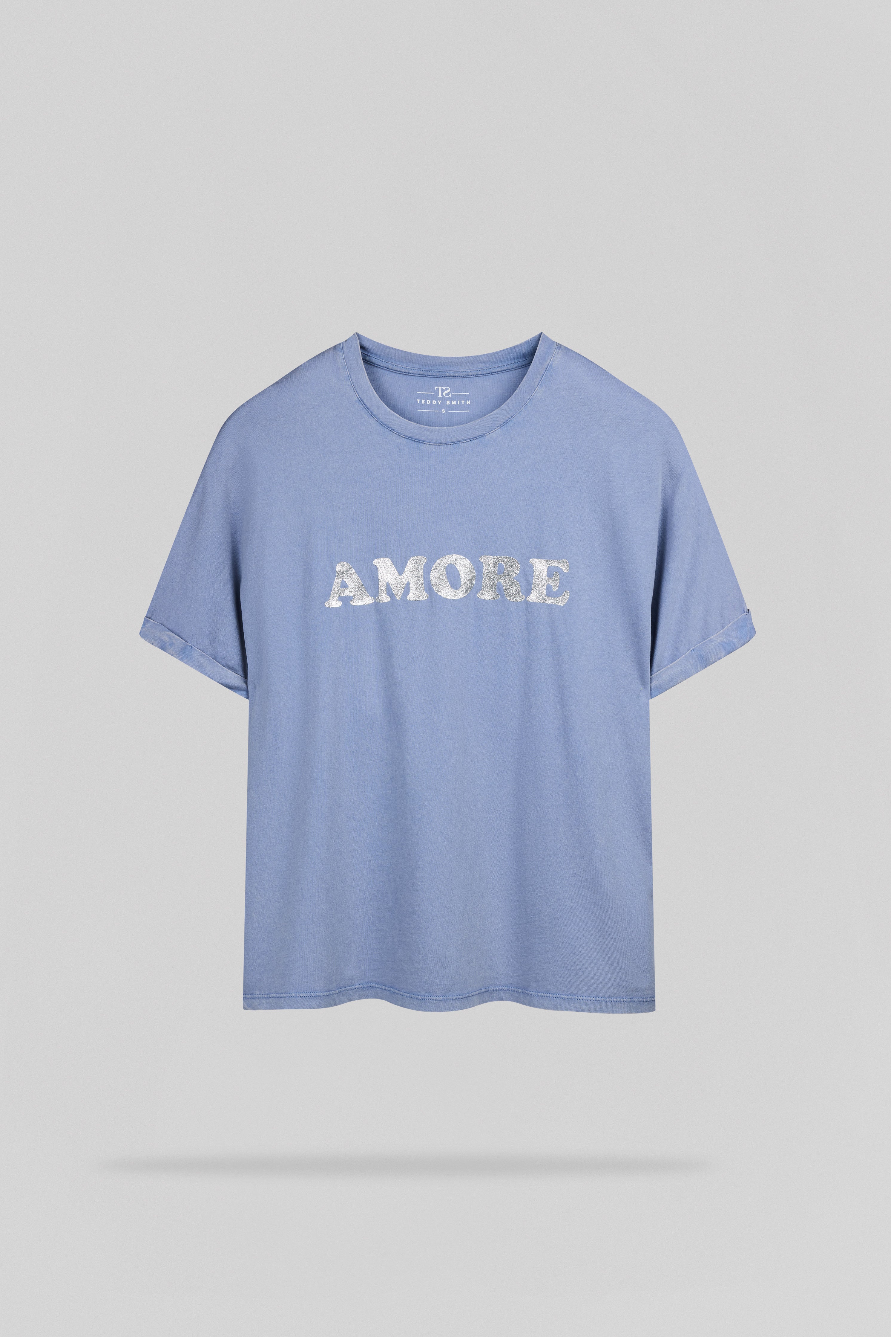 Teddy Smith T-Glitter MC t-shirt oversize bleu nuageux pailleté