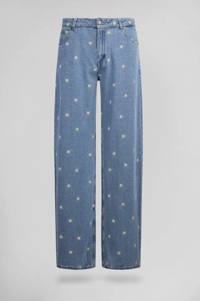Teddy Smith Tomboy Flower jean droit femme Flower brodé