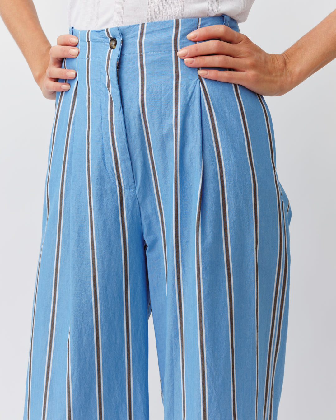 Diega Pirano pantalon bleu chocolat 7/8