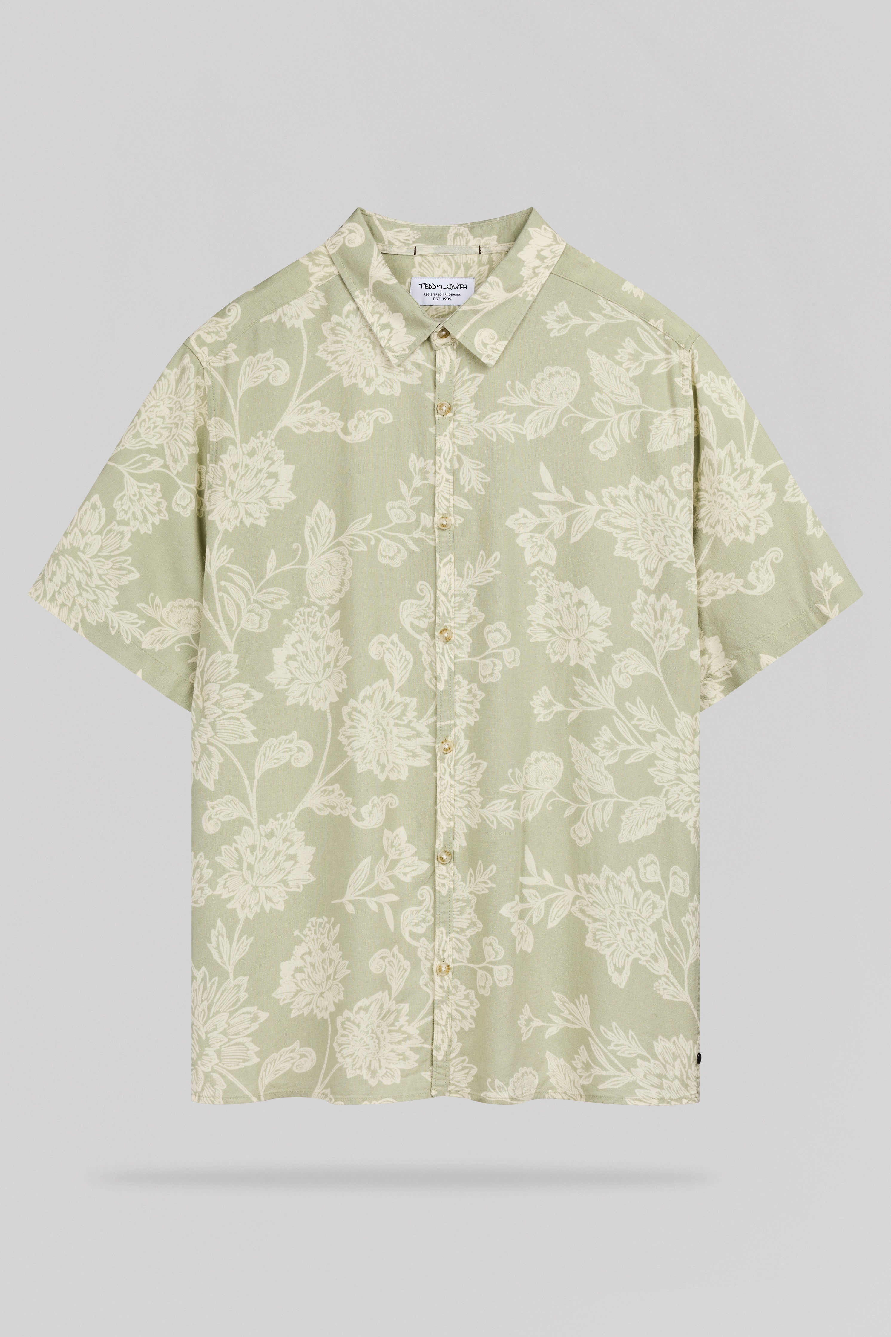 Teddy Smith C-Alberto chemise homme vert sauge lin