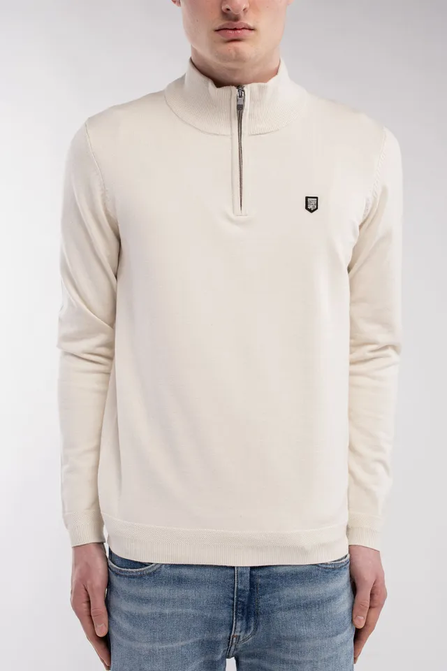 Teddy Smith P-Marty 2 pull crème col montant demi-zip