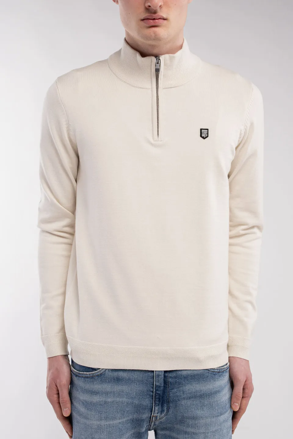 Teddy Smith P-Marty 2 pull crème col montant demi-zip