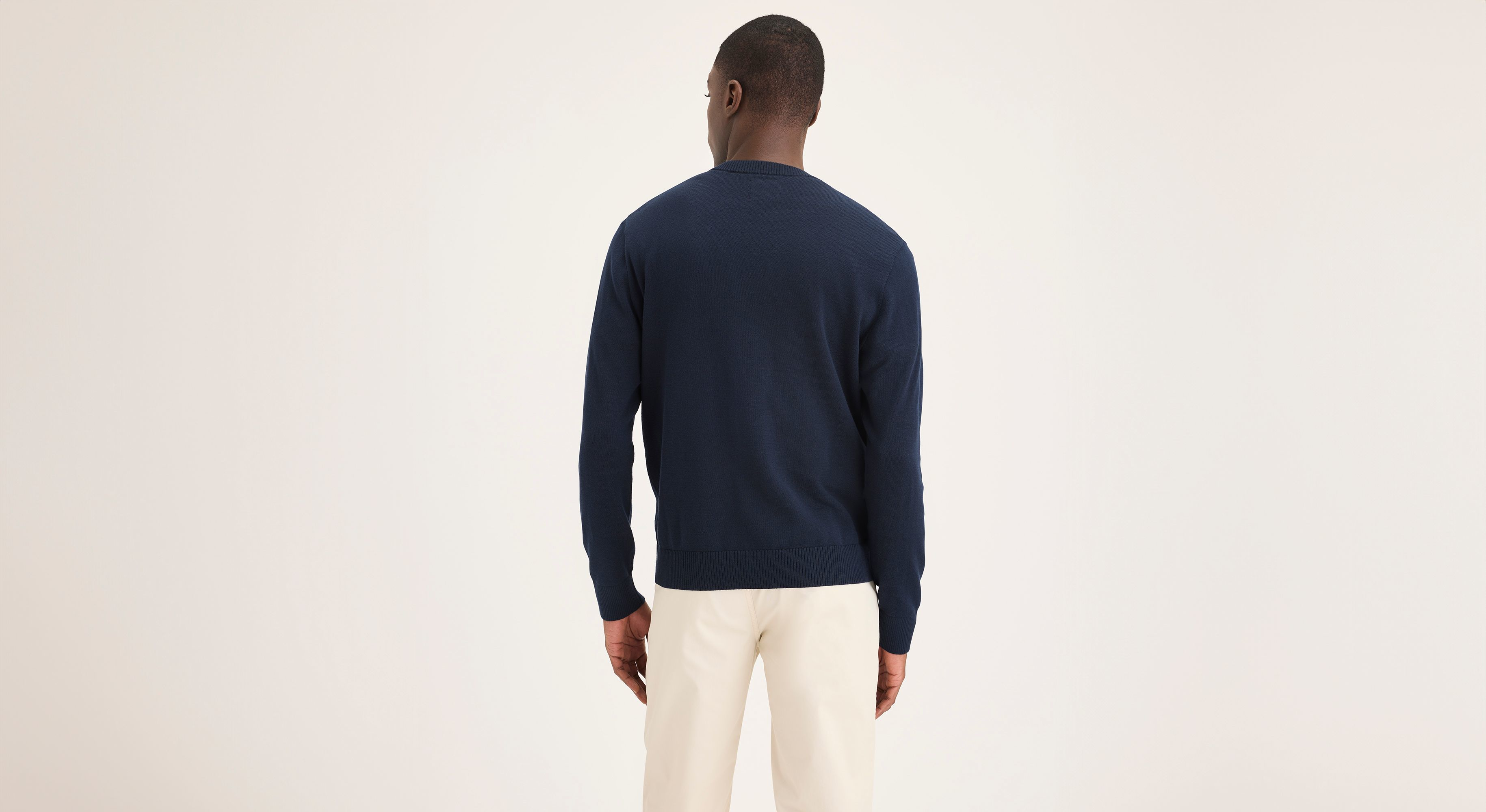 Dockers V Neck Sweater pull bleu coton col V