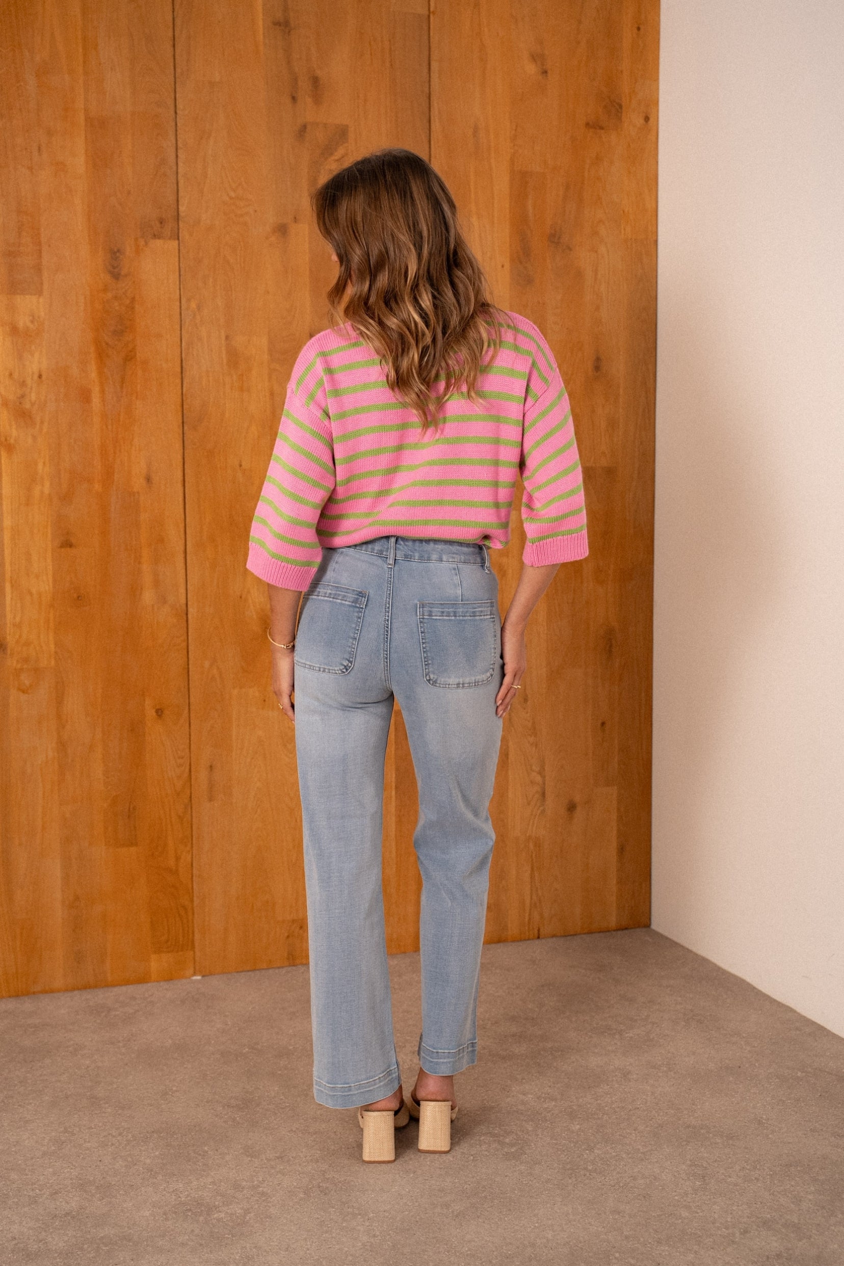 Maison Onado Cayla jean wide bleu clair brodé
