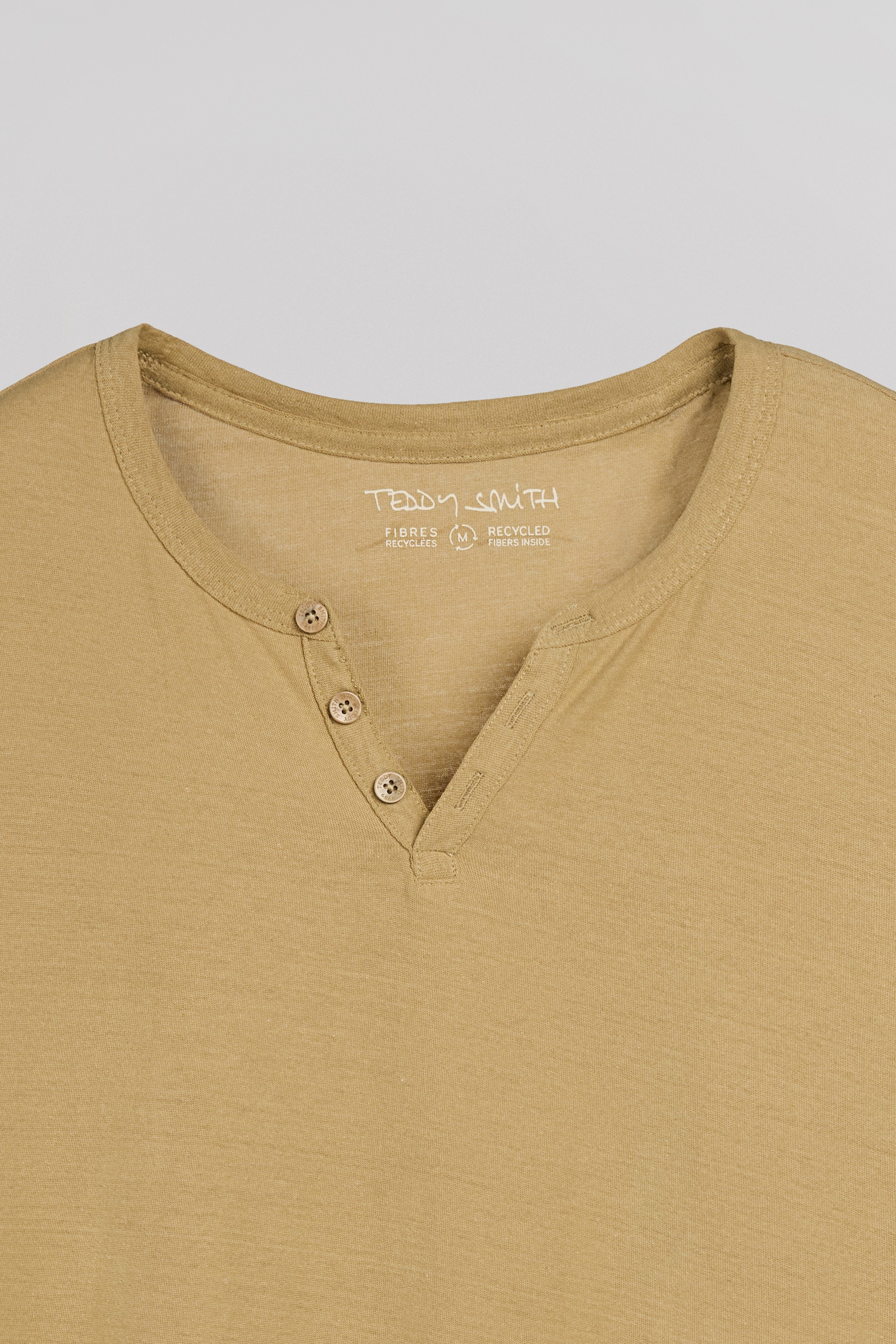 Teddy Smith T-Gabriel MC t-shirt homme beige col fendu