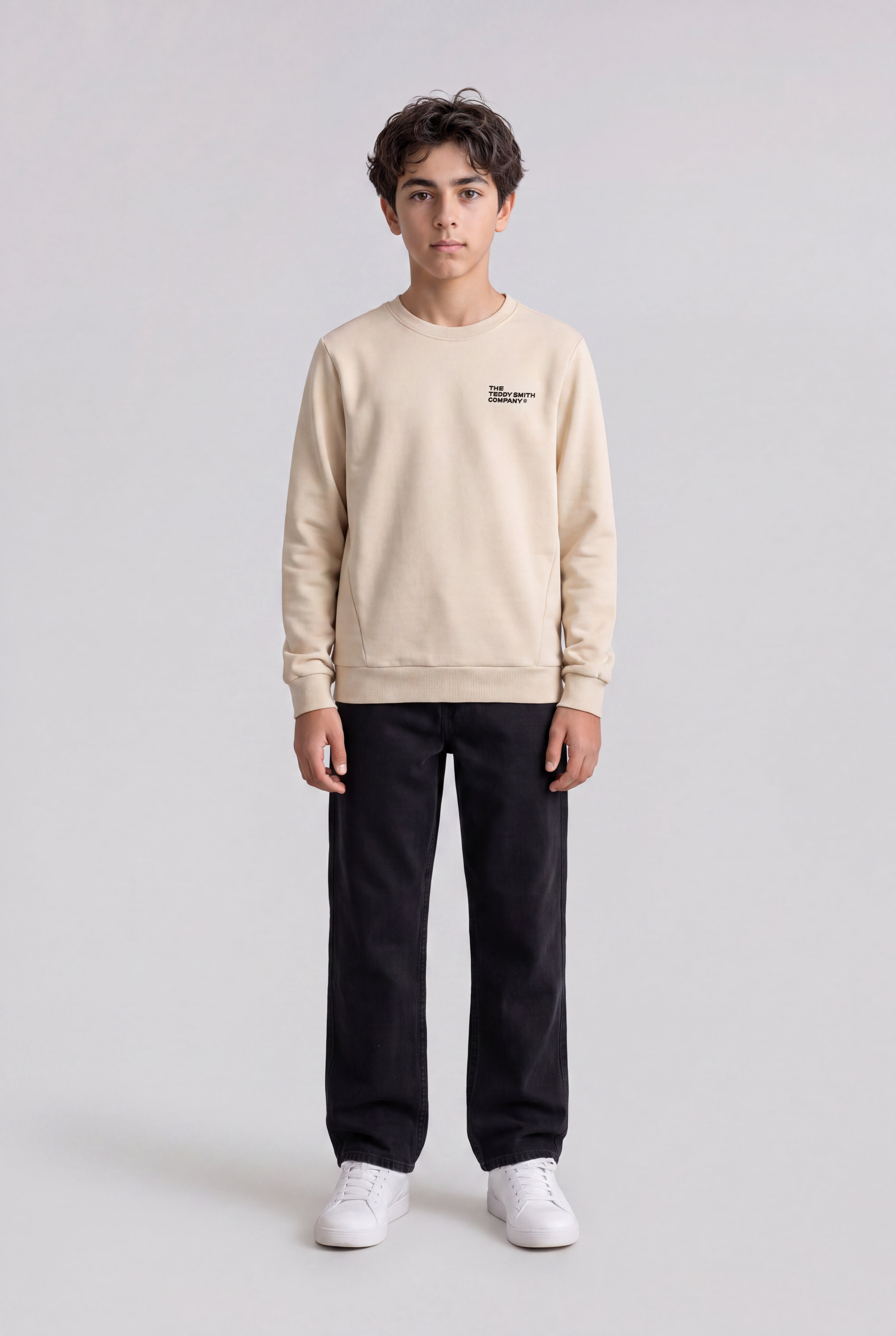Teddy Smith S-Company RC JR Cream sweat col rond garçon coton